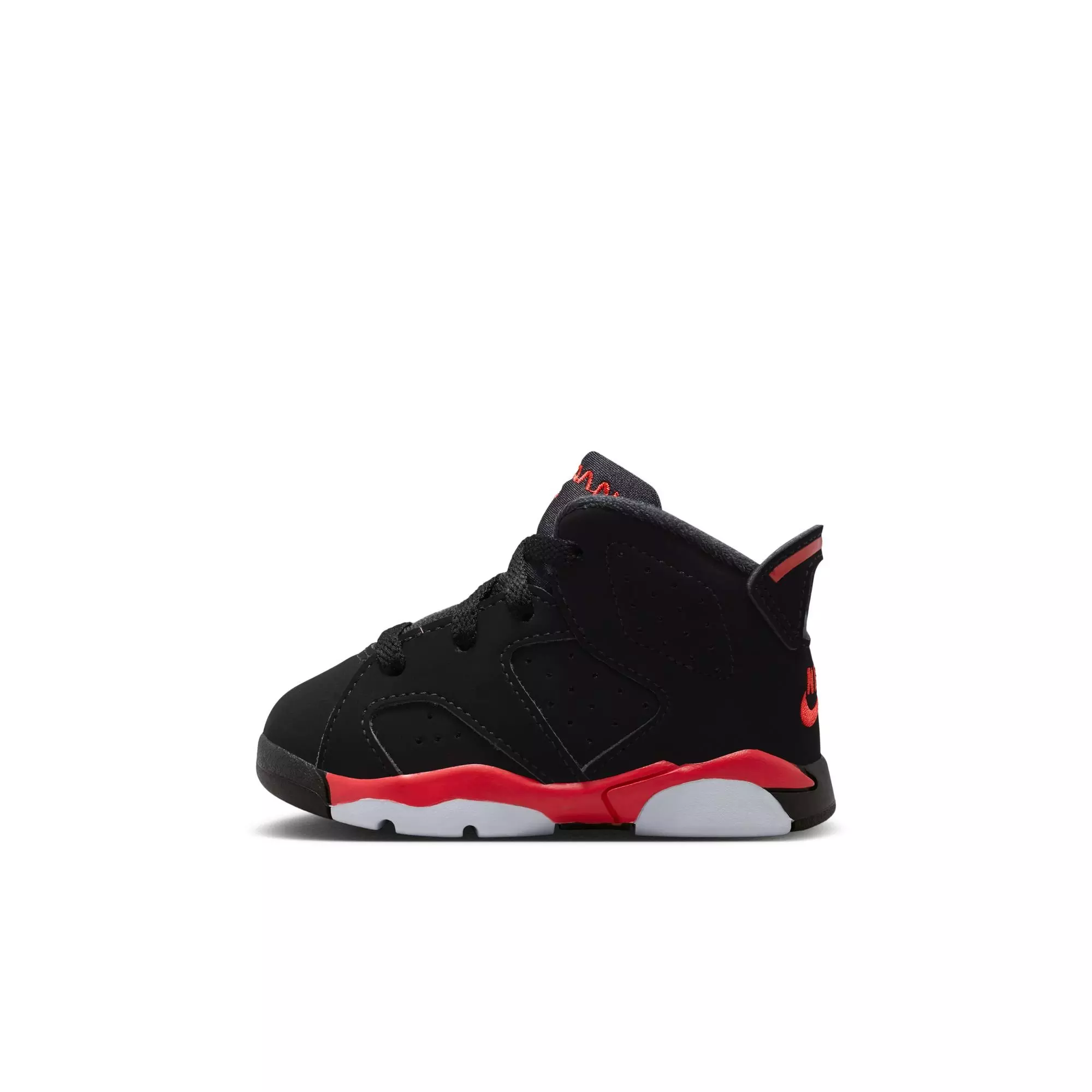 Jordan 6 Retro "Infrared Salesman" Toddler Kids' Shoe - BLACK/CRIMSON