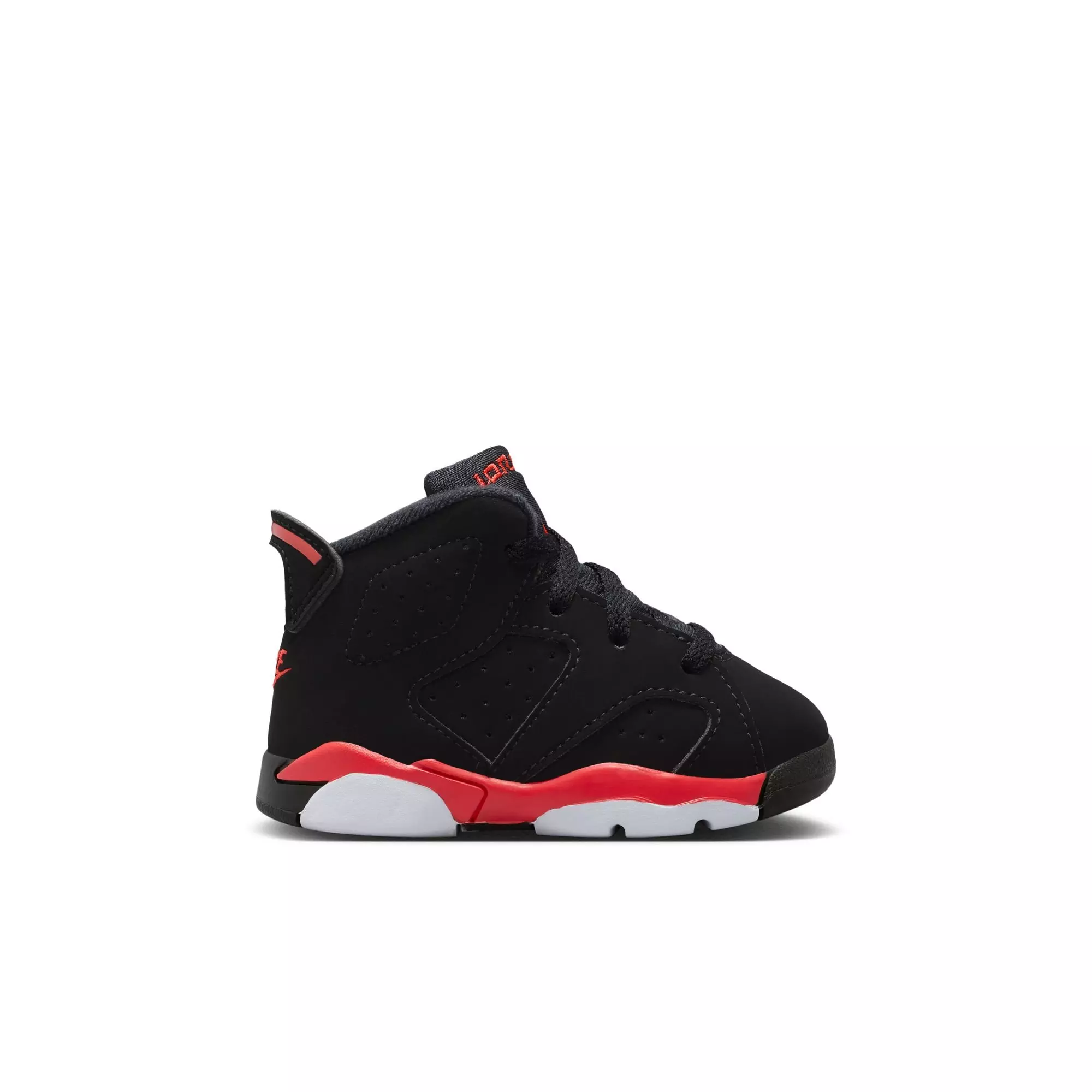 Jordan 6 Retro "Infrared Salesman" Toddler Kids' Shoe - BLACK/CRIMSON