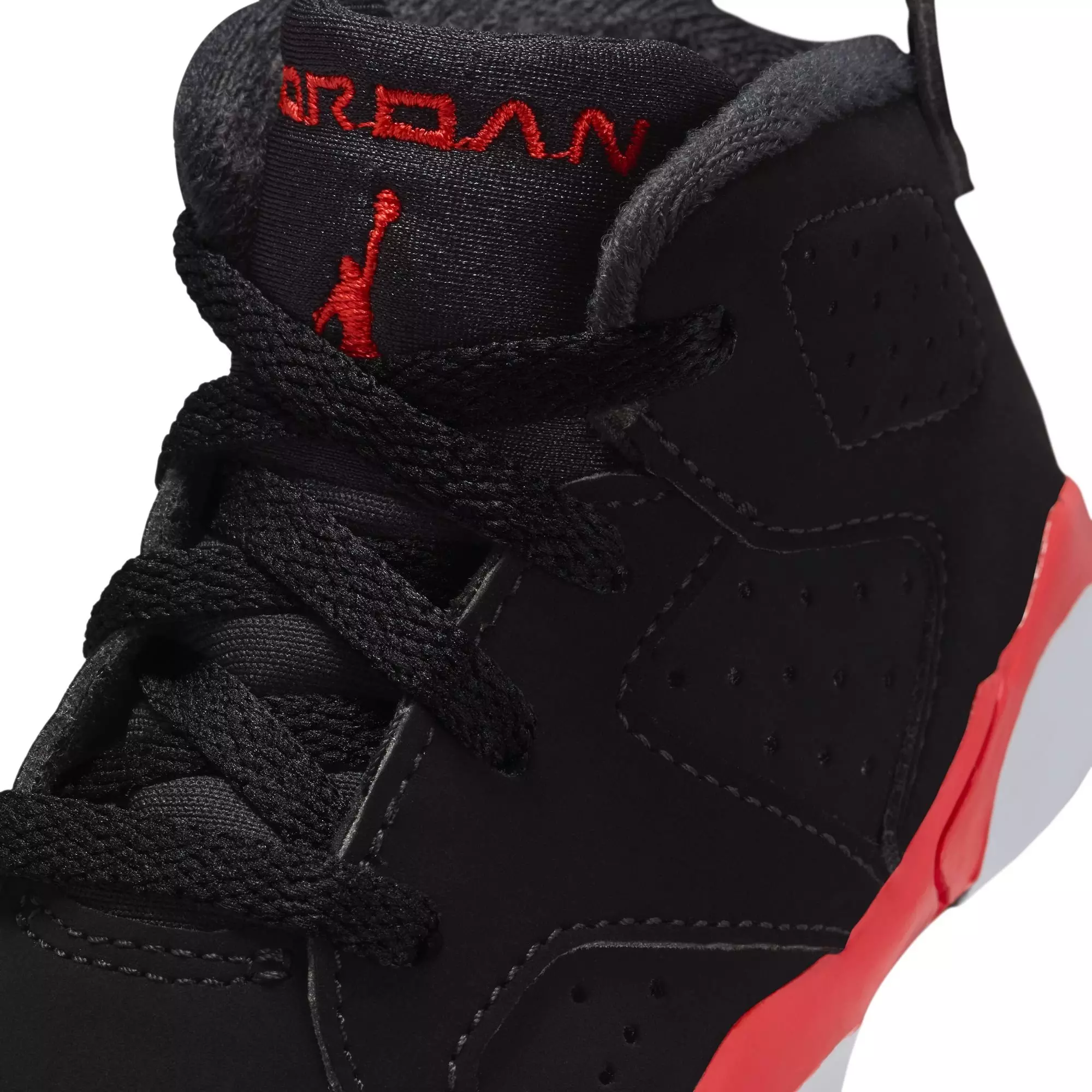 Jordan 6 Retro "Infrared Salesman" Toddler Kids' Shoe - BLACK/CRIMSON