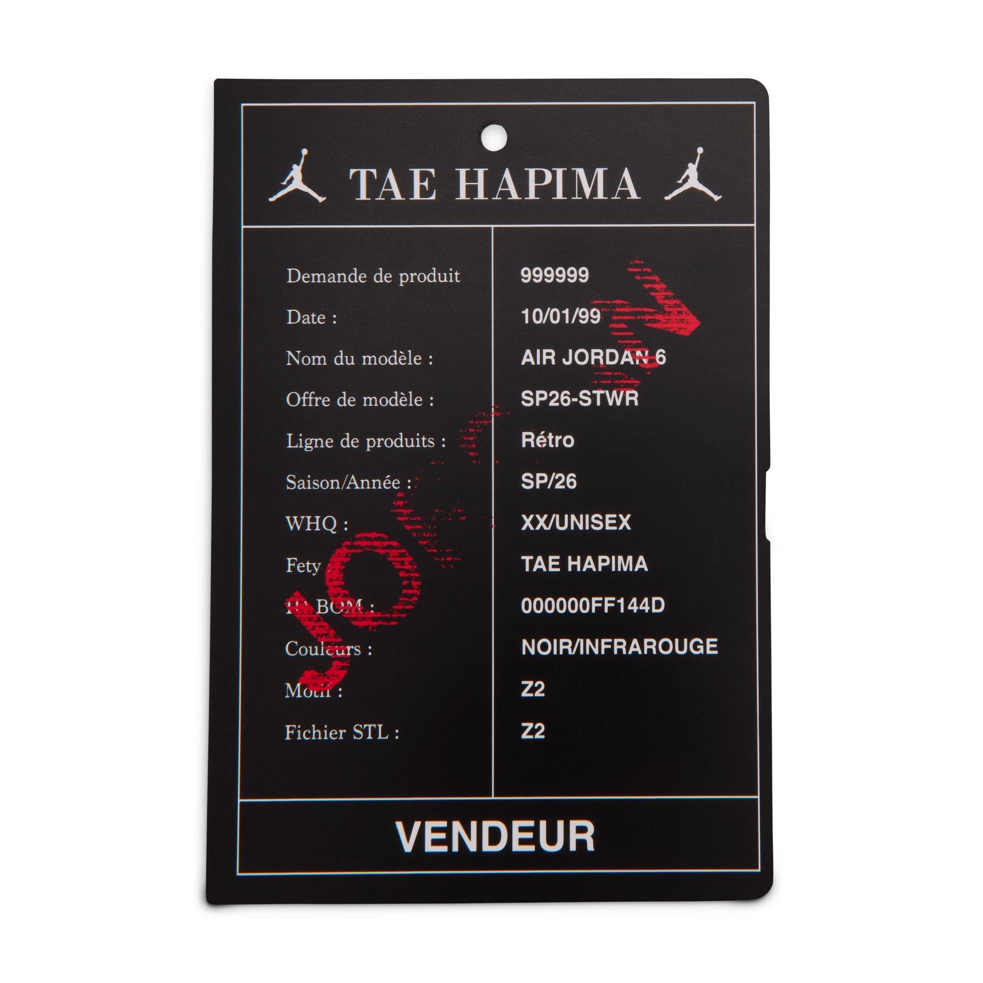 Jordan 6 Retro "Infrared Salesman" Toddler Kids' Shoe - BLACK/CRIMSON Thumbnail View 7