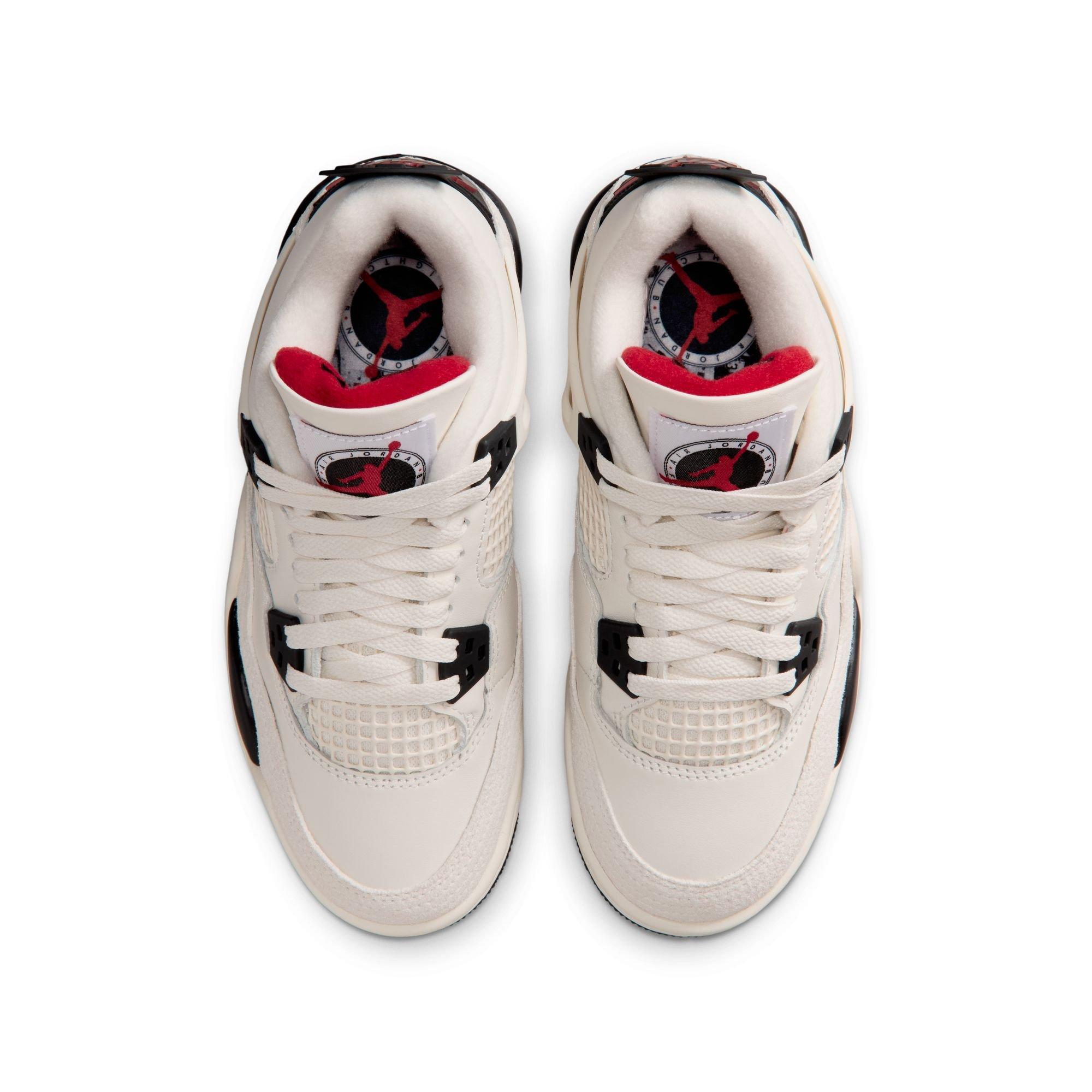 Jordan 4 Retro "Flight Club" Grade School Kids' Shoe - SAIL/BLACK/UNIVERSITY RED Thumbnail View 13