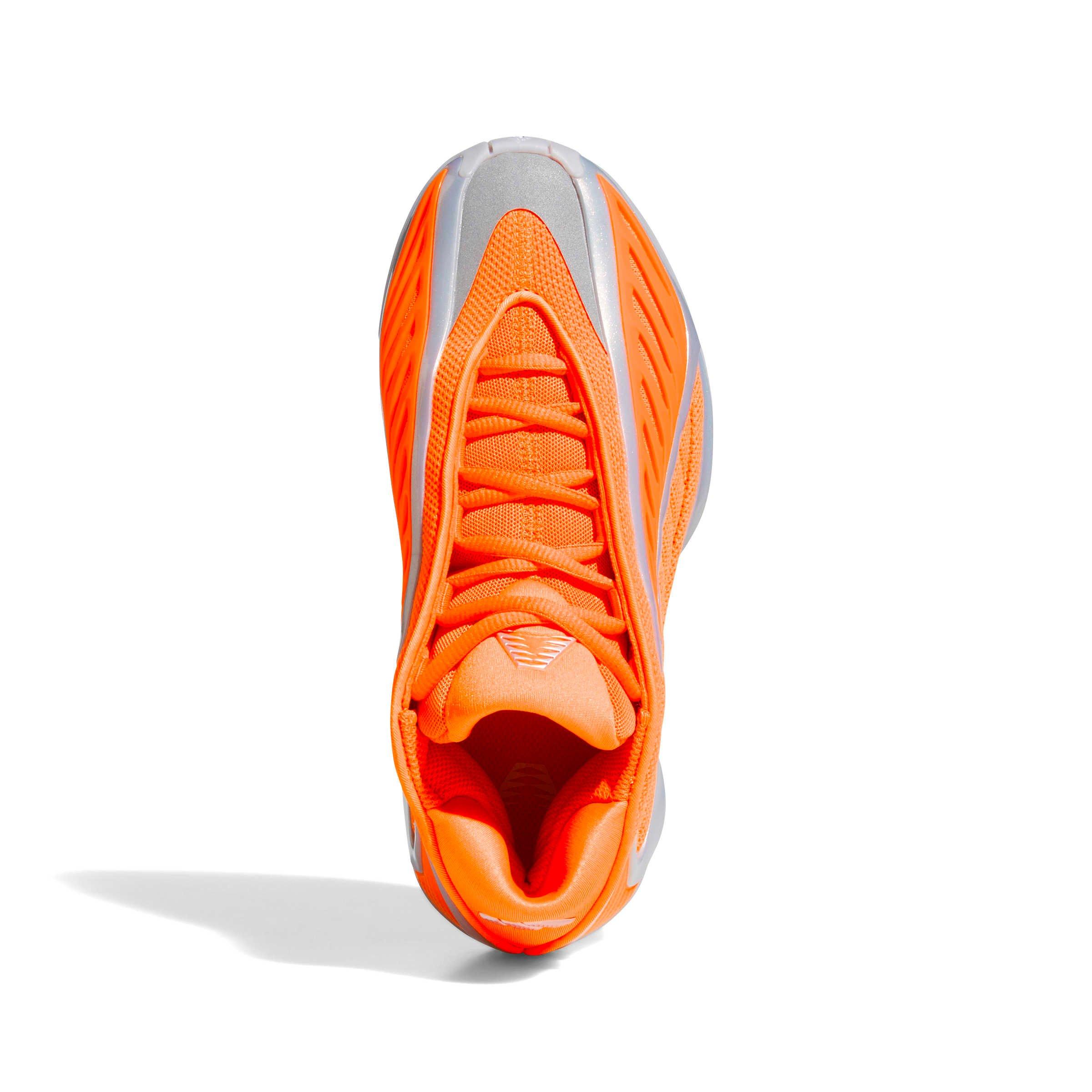 adidas Anthony Edwards 2 "Lucid Orange" Grade School Kids' Basketball Shoe - ORANGE/SILVER Thumbnail View 9