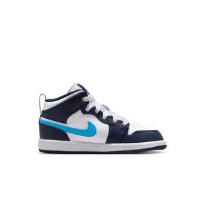 Jordan 1 Mid "Obsidian/Dk Powder Blue/White" Preschool Boys' Shoe