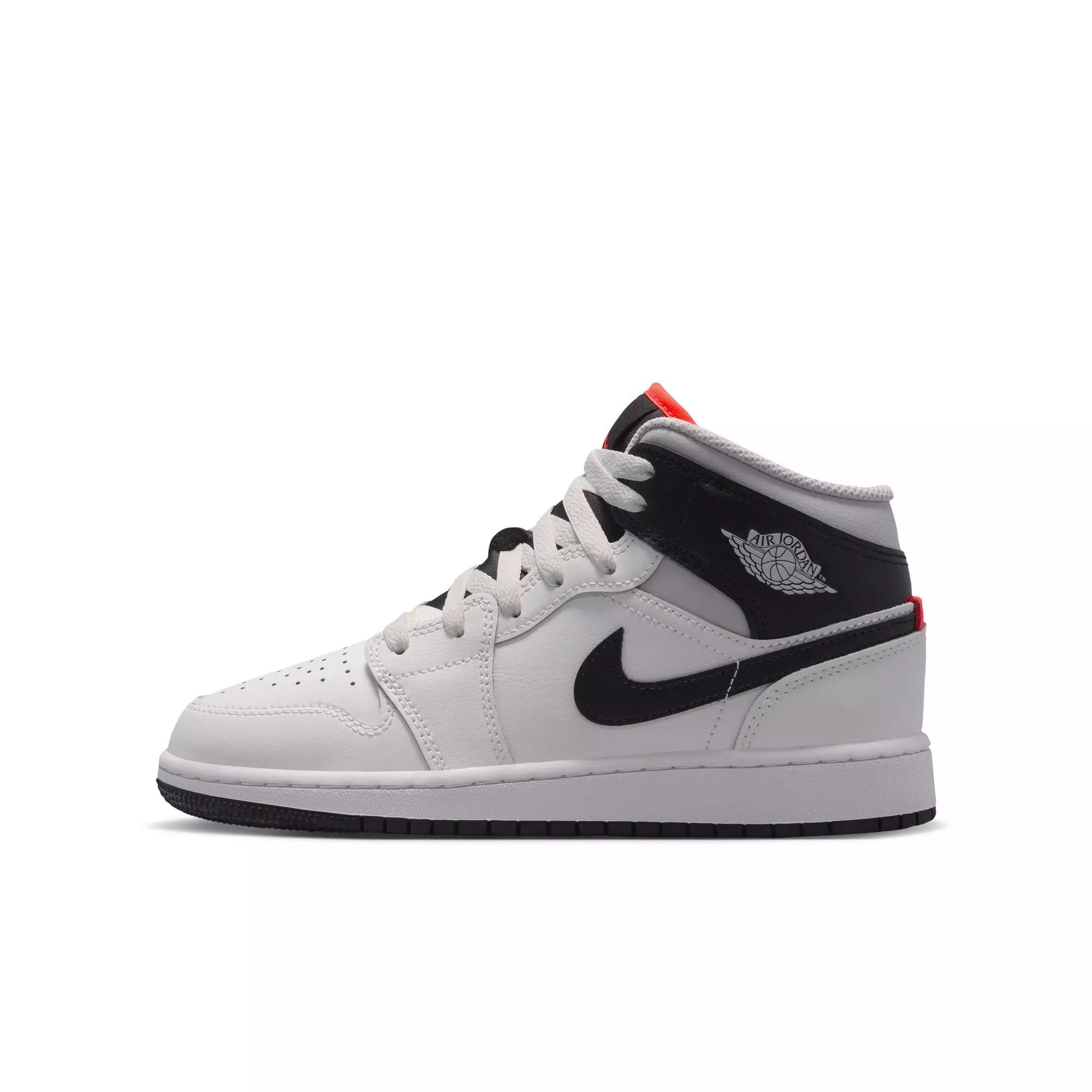 Jordan 1 Mid "Summit White/Black/Infrared 23" Grade School Boys' Shoe - WHITE/BLACK/RED