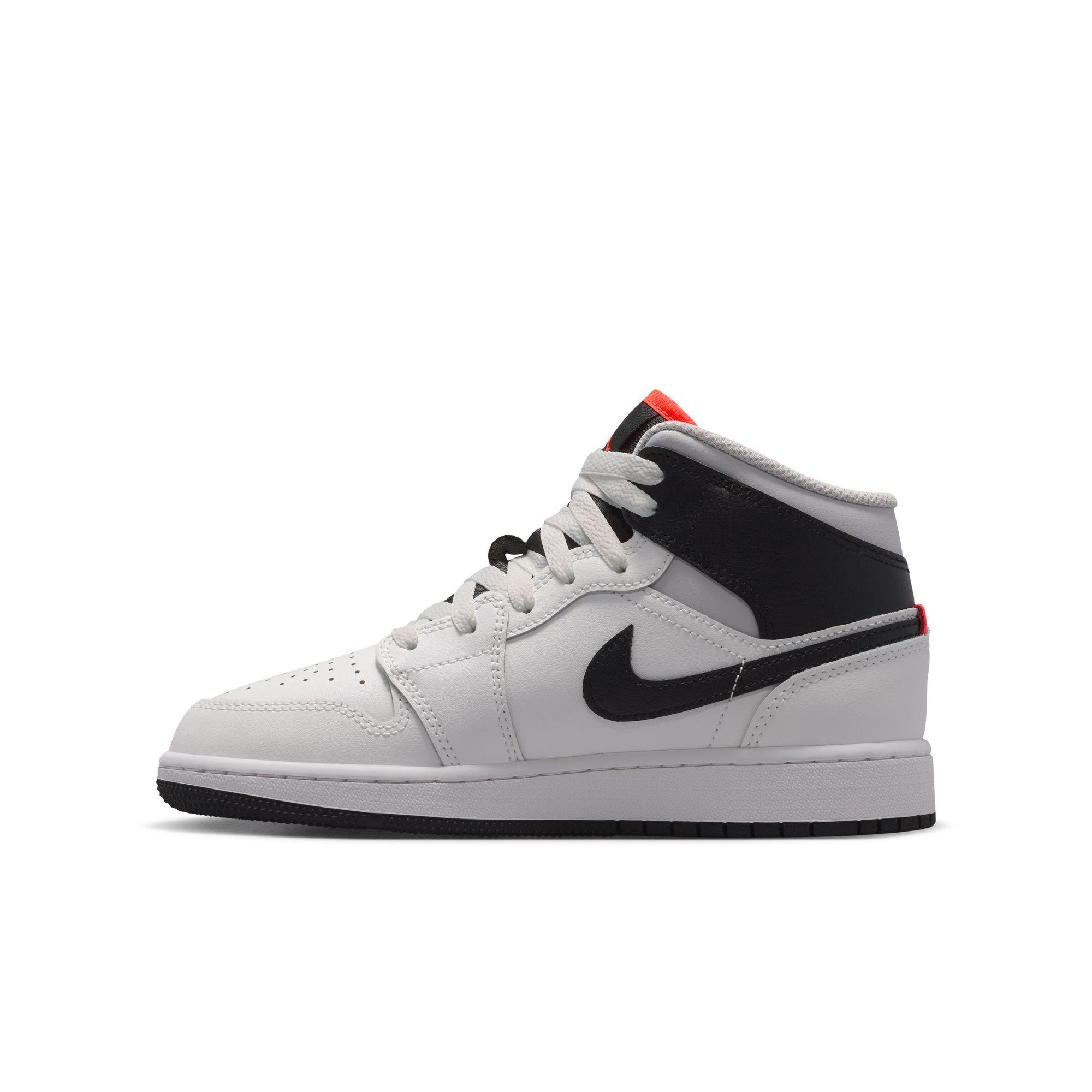 Jordan 1 Mid "Summit White/Black/Infrared 23" Grade School Boys' Shoe - WHITE/BLACK/RED Thumbnail View 4