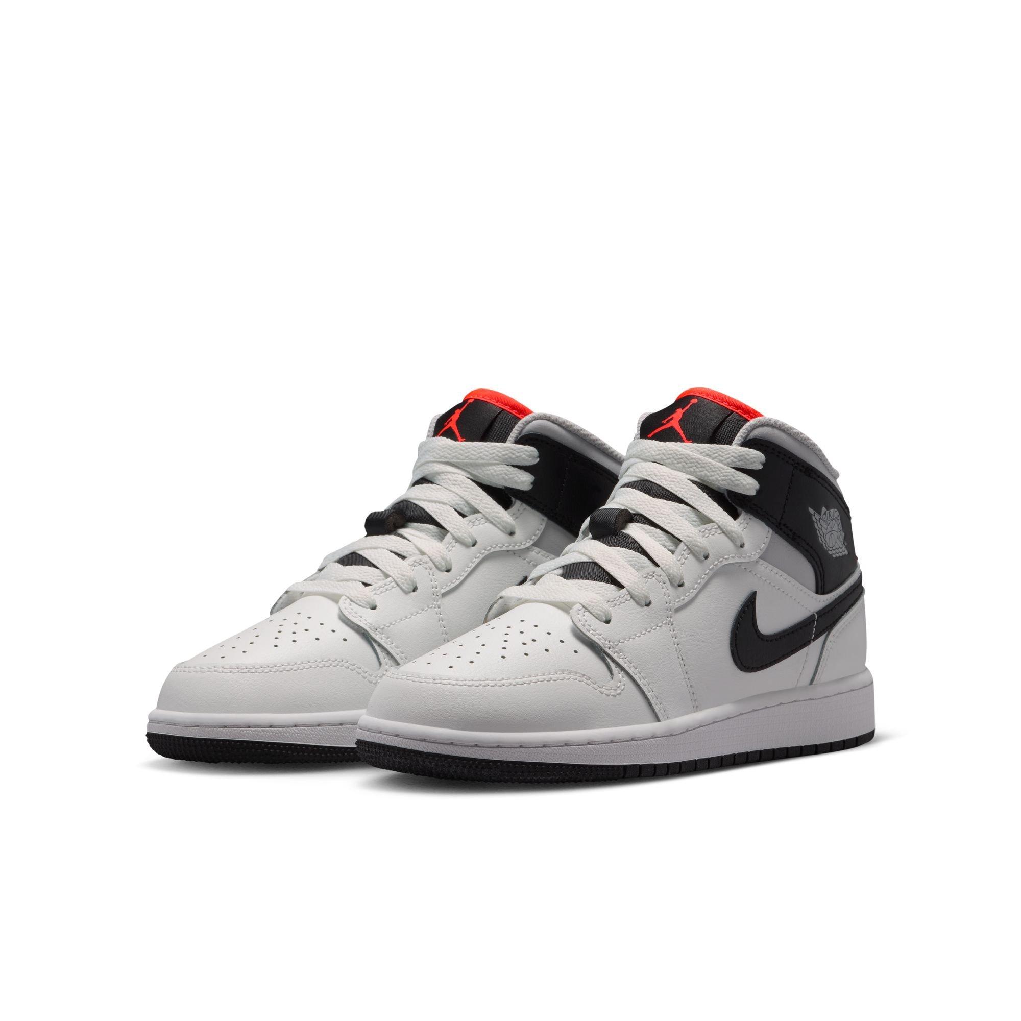 Jordan 1 Mid "Summit White/Black/Infrared 23" Grade School Boys' Shoe - WHITE/BLACK/RED Thumbnail View 5