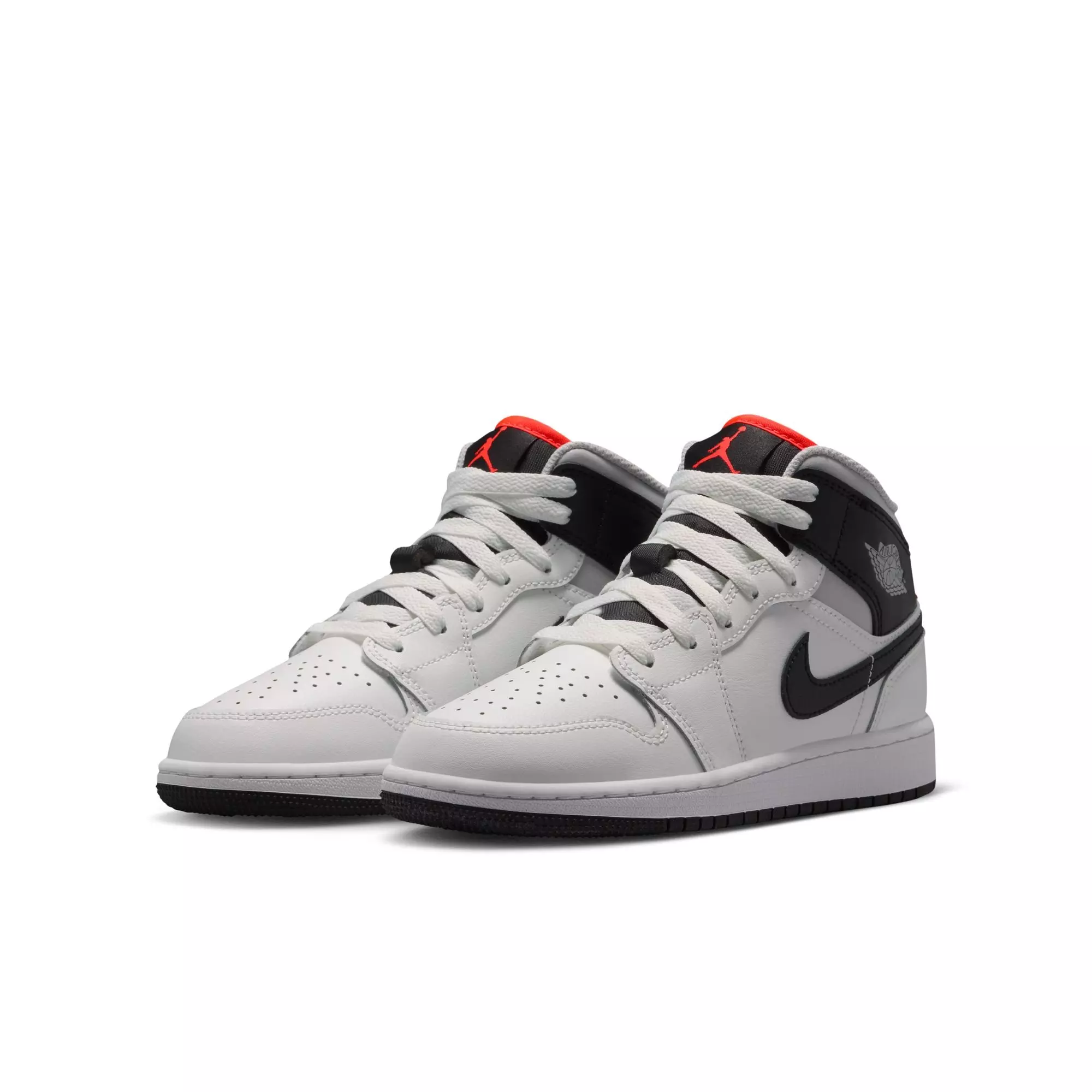 Jordan 1 Mid "Summit White/Black/Infrared 23" Grade School Boys' Shoe - WHITE/BLACK/RED