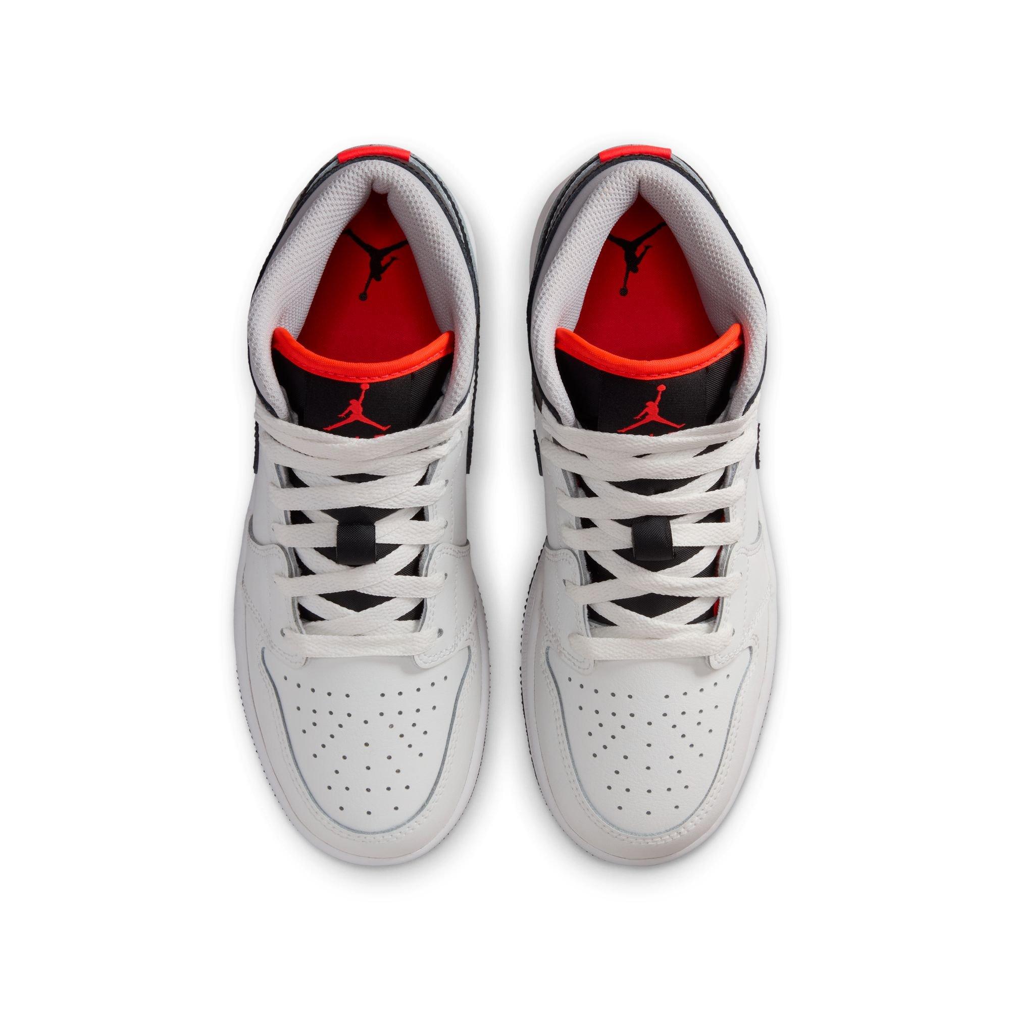 Jordan 1 Mid "Summit White/Black/Infrared 23" Grade School Boys' Shoe - WHITE/BLACK/RED Thumbnail View 6
