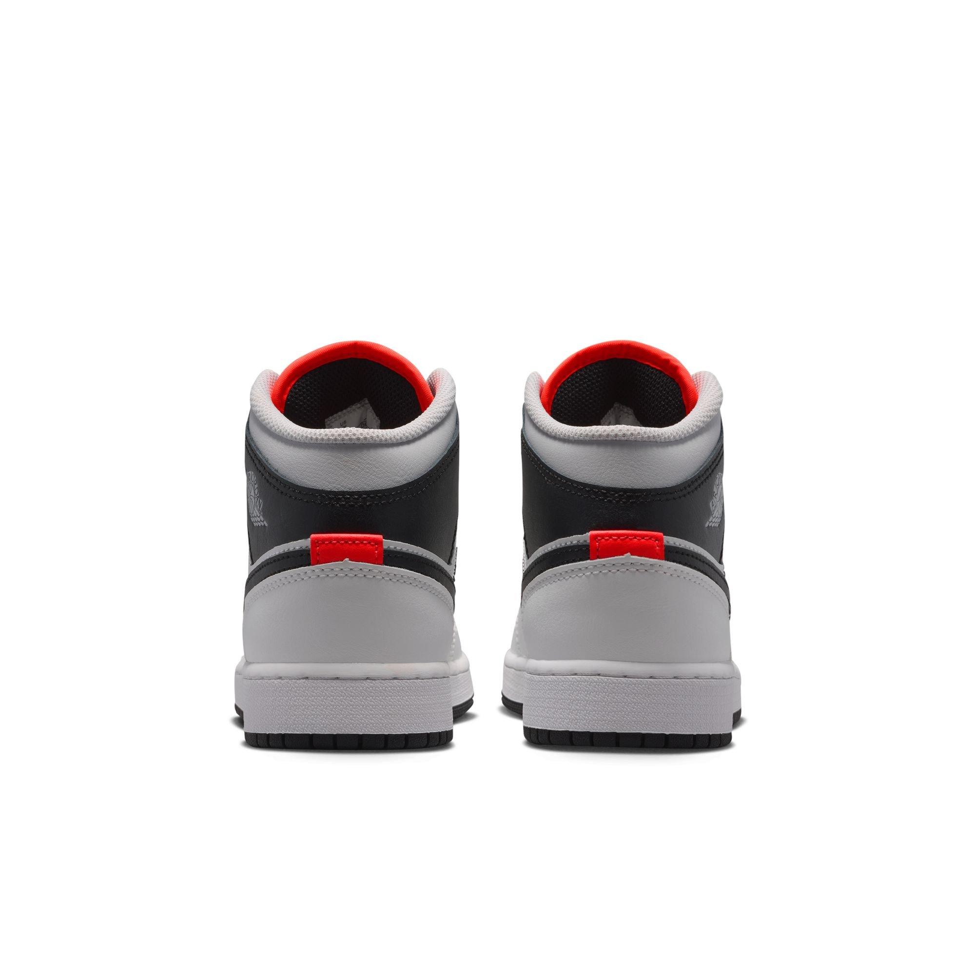 Jordan 1 Mid "Summit White/Black/Infrared 23" Grade School Boys' Shoe - WHITE/BLACK/RED Thumbnail View 7