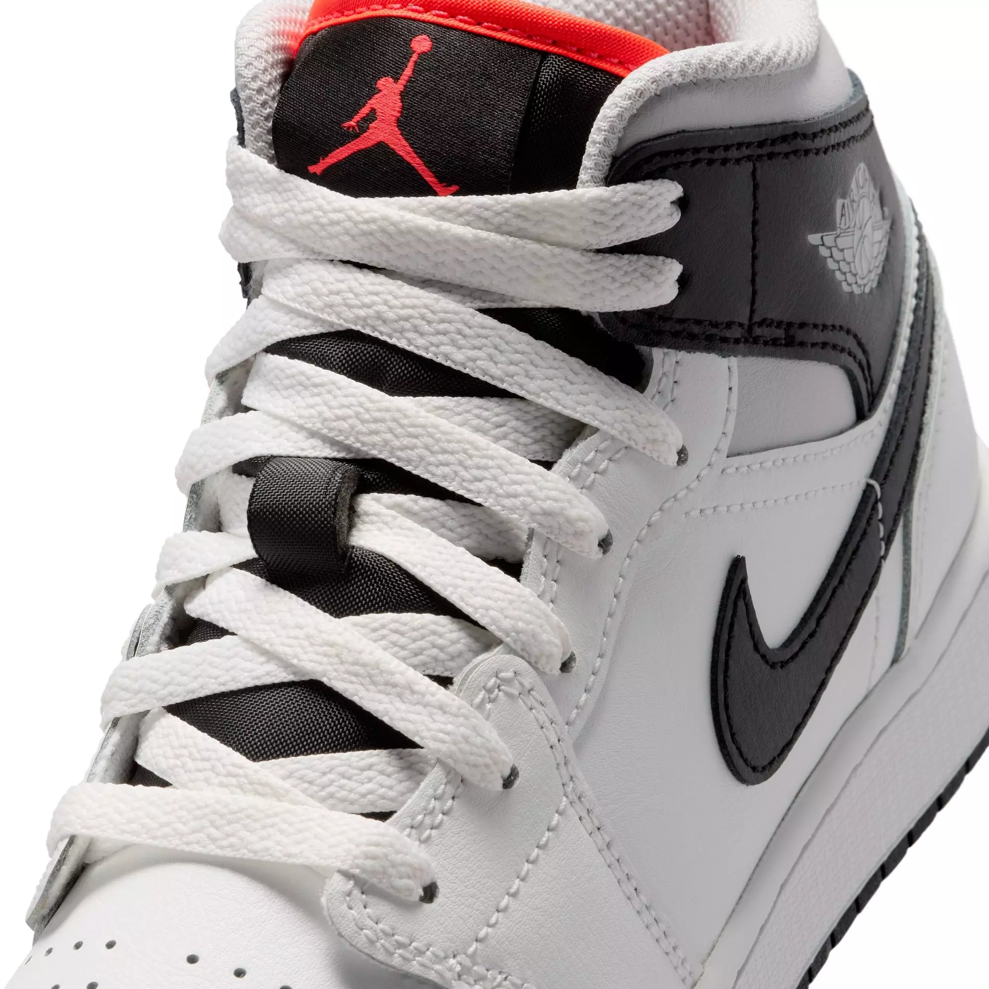Jordan 1 Mid "Summit White/Black/Infrared 23" Grade School Boys' Shoe - WHITE/BLACK/RED