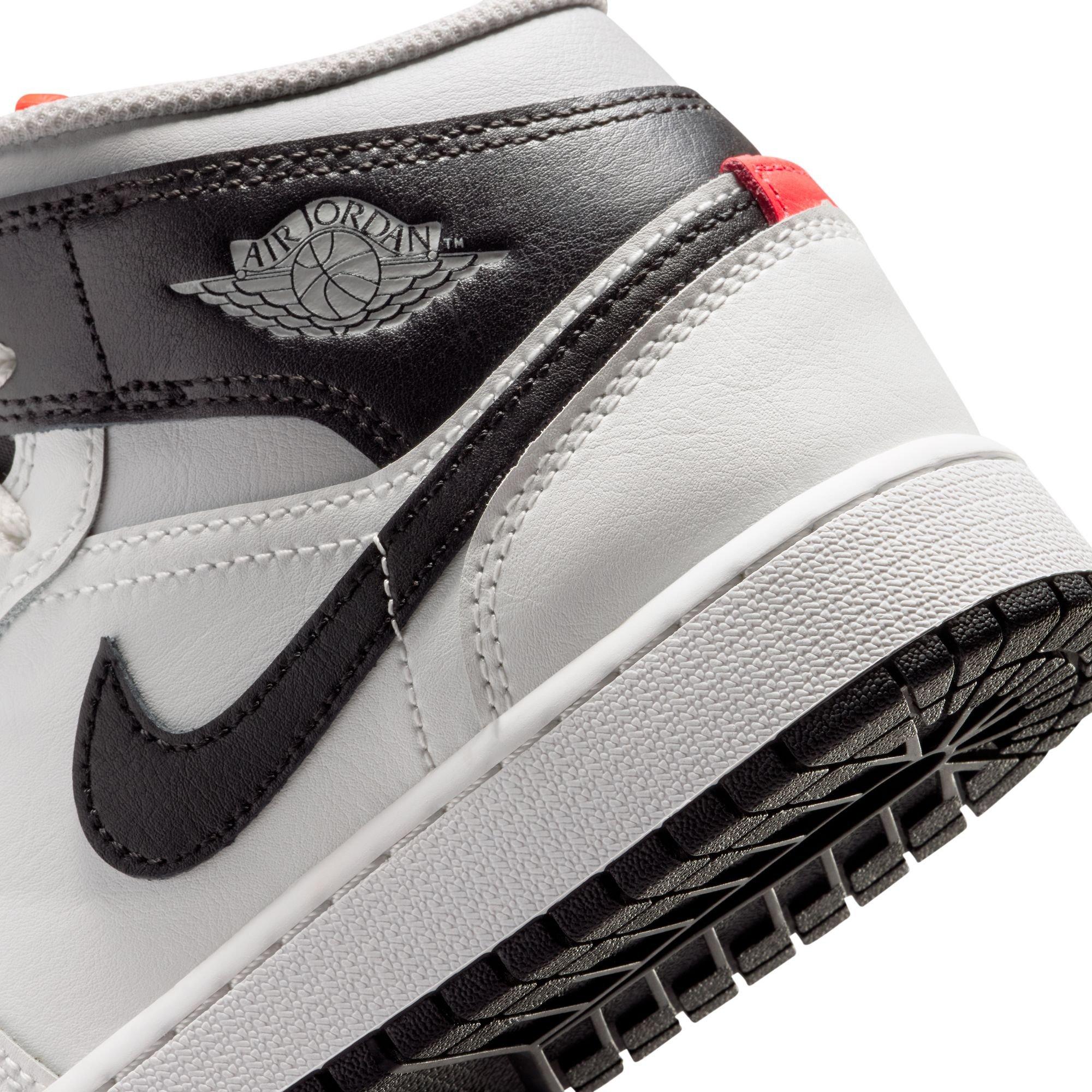 Jordan 1 Mid "Summit White/Black/Infrared 23" Grade School Boys' Shoe - WHITE/BLACK/RED Thumbnail View 11