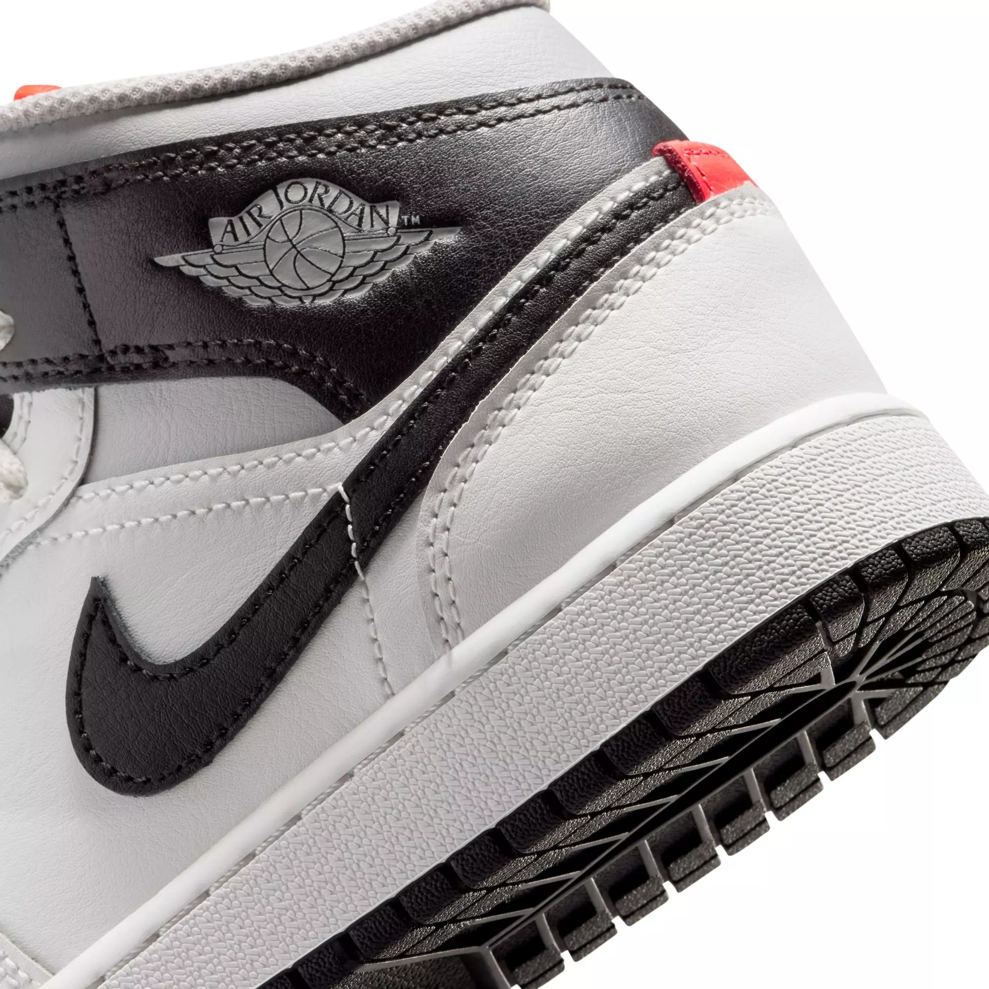Jordan 1 Mid "Summit White/Black/Infrared 23" Grade School Boys' Shoe - WHITE/BLACK/RED