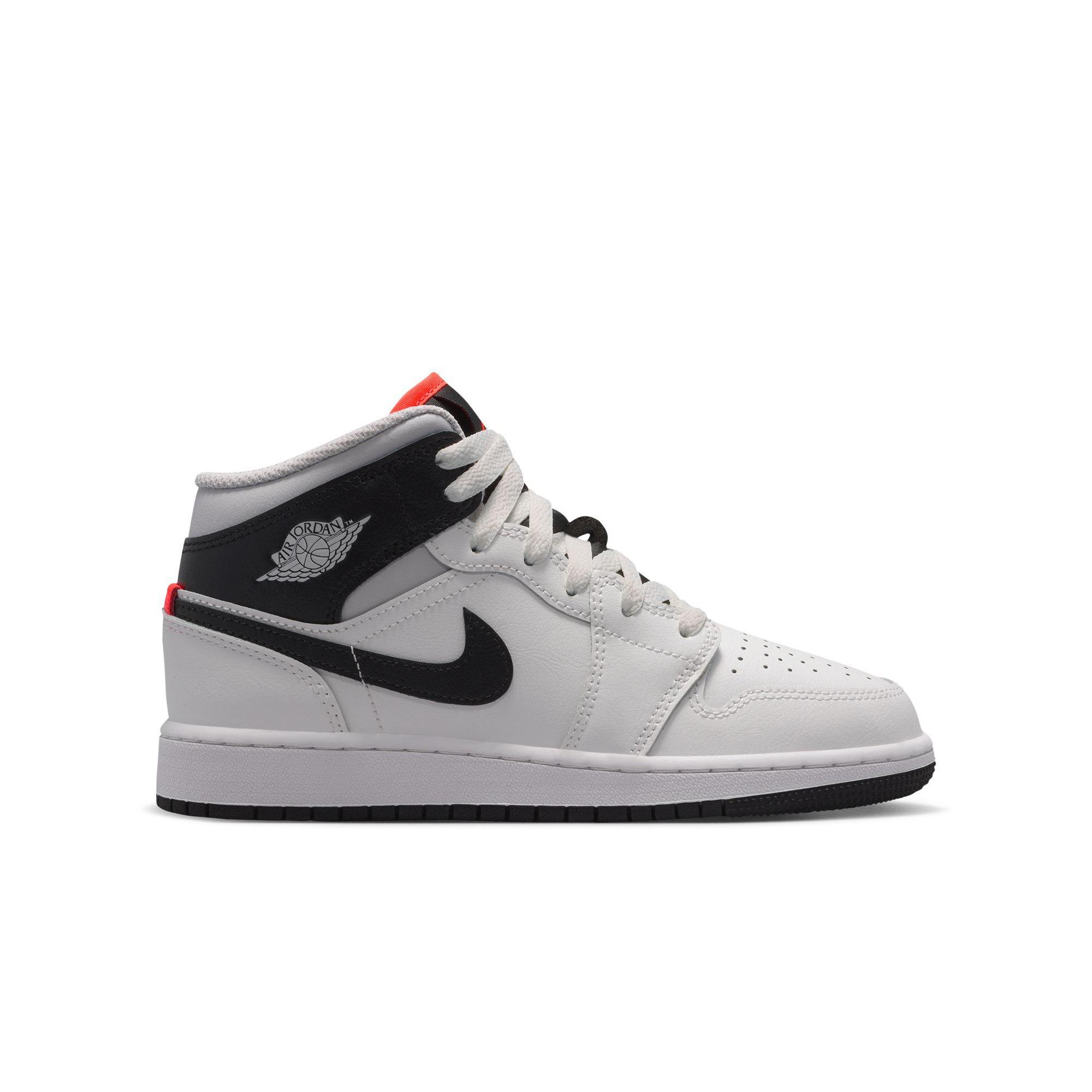 Jordan 1 Mid "Summit White/Black/Infrared 23" Grade School Boys' Shoe - WHITE/BLACK/RED Thumbnail View 1