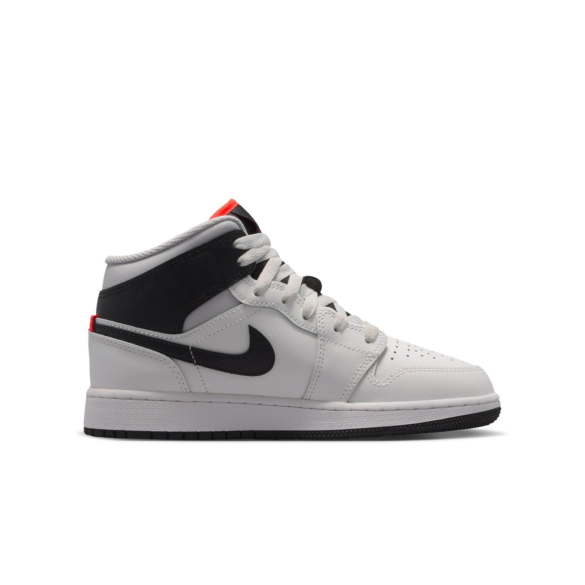 Jordan 1 Mid "Summit White/Black/Infrared 23" Grade School Boys' Shoe - WHITE/BLACK/RED Thumbnail View 2