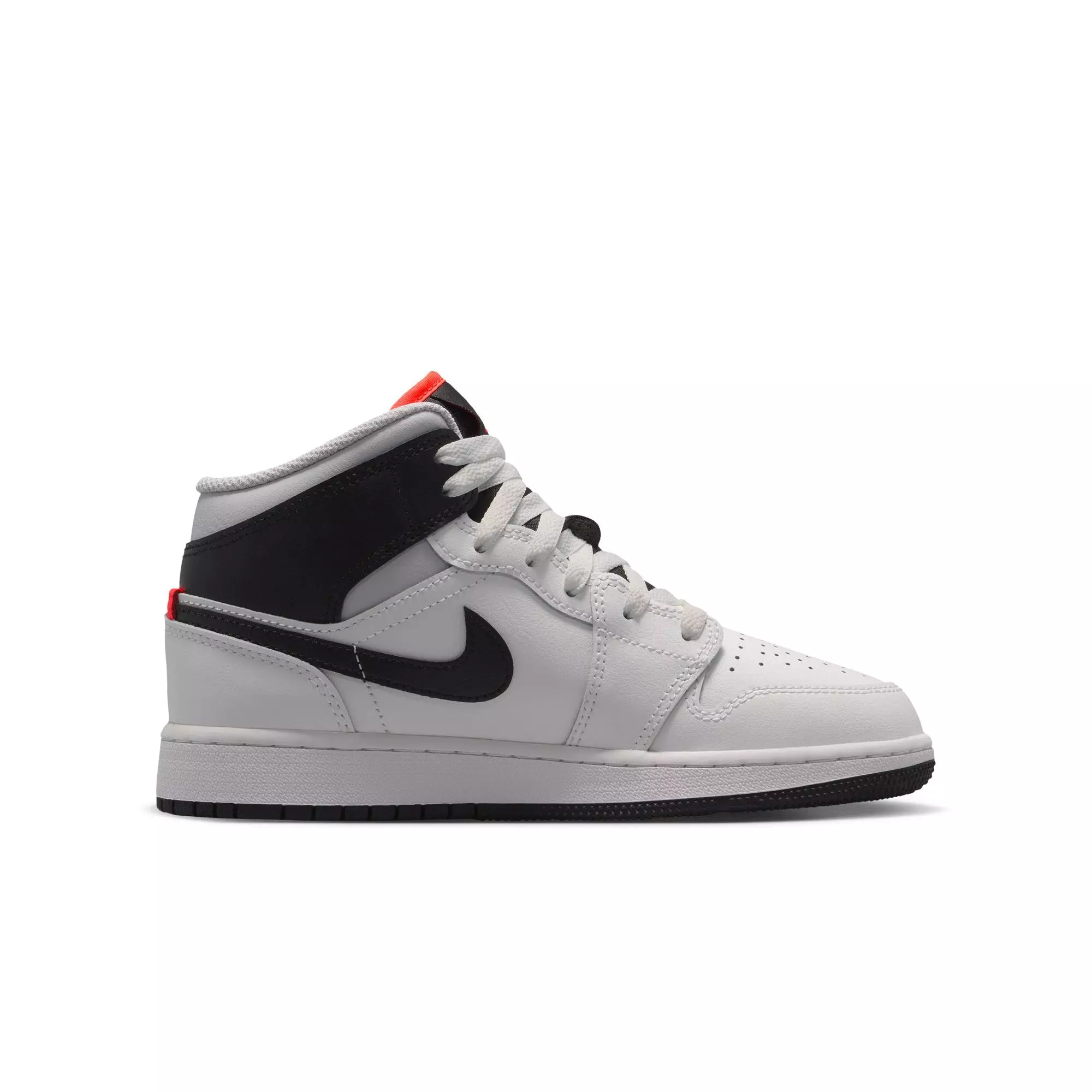 Jordan 1 Mid "Summit White/Black/Infrared 23" Grade School Boys' Shoe - WHITE/BLACK/RED