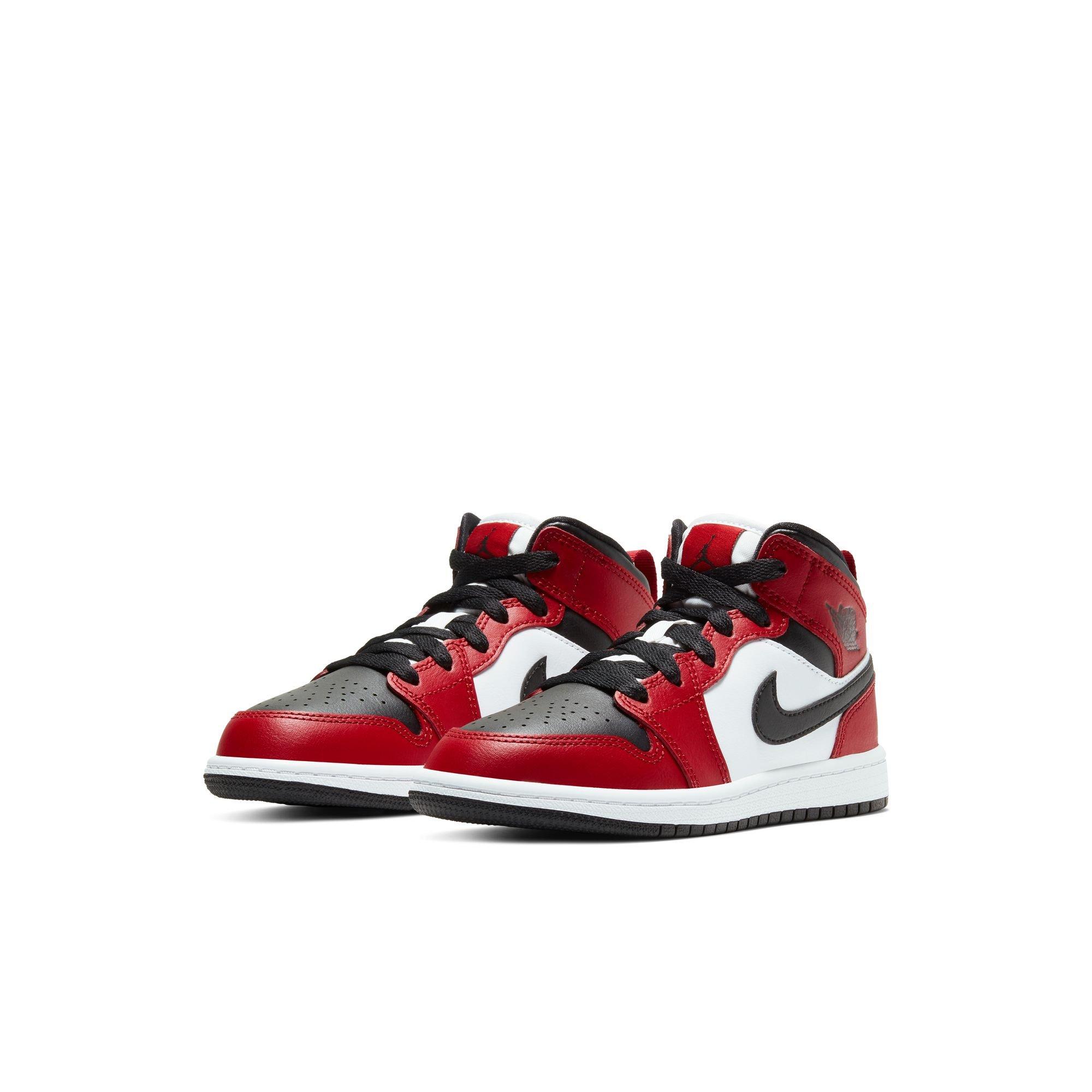 Jordan 1 Mid Preschool Boys' "Black/Gym Red" Shoe