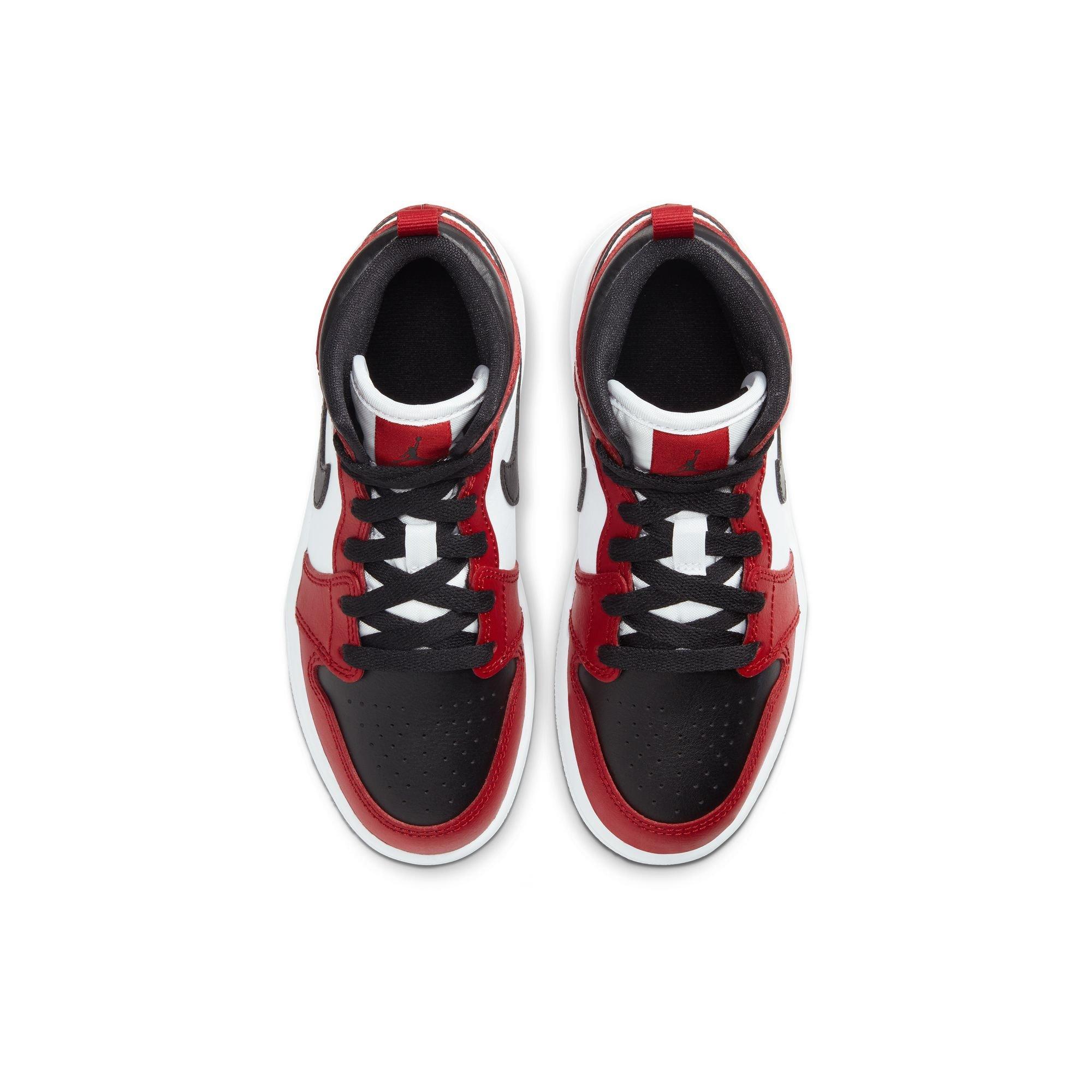 Jordan 1 Mid Preschool Boys' "Black/Gym Red" Shoe