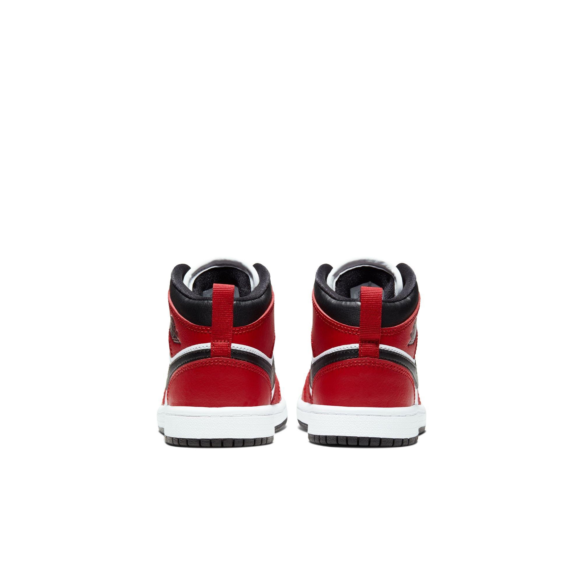 Jordan 1 Mid Preschool Boys' "Black/Gym Red" Shoe