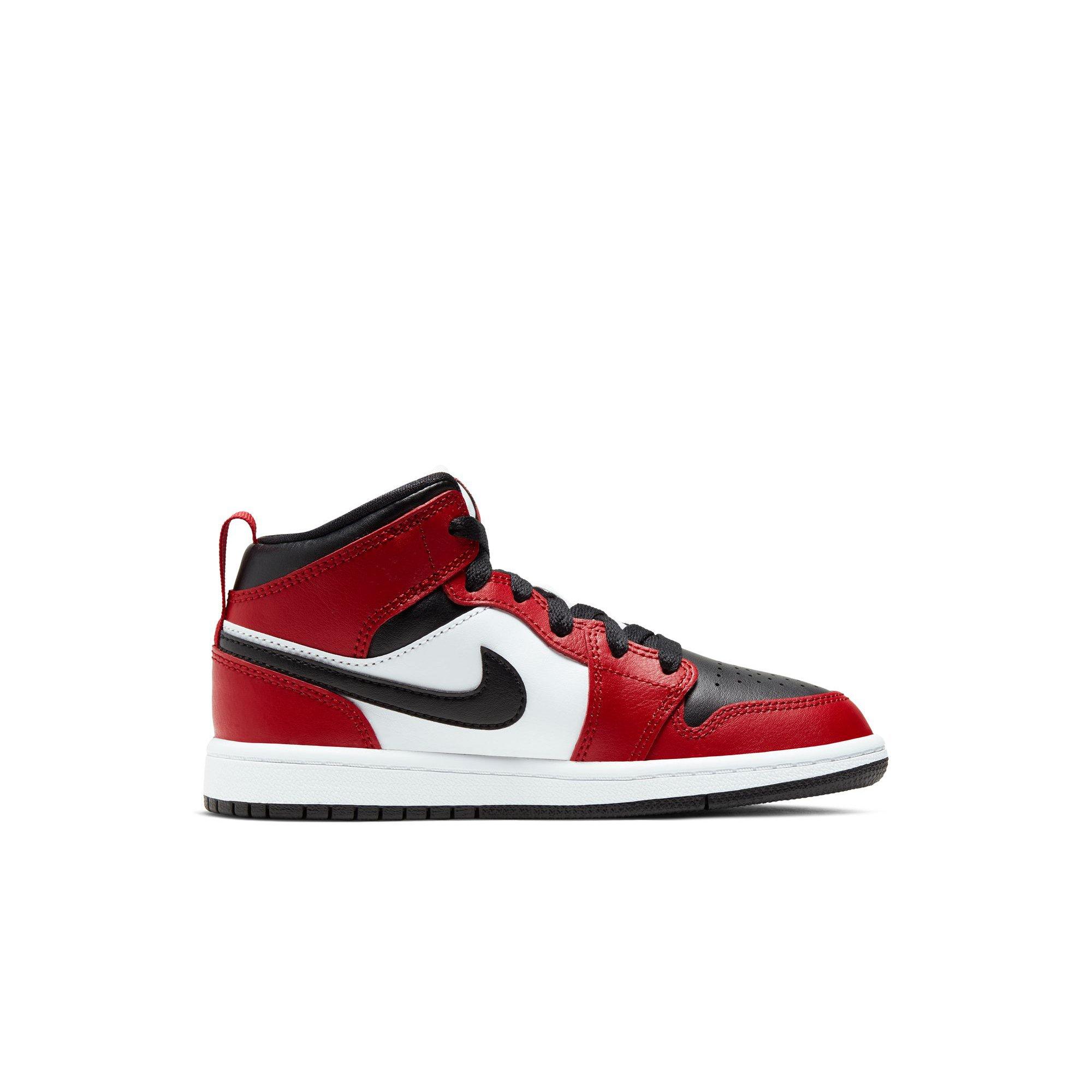 Jordan 1 Mid Preschool Boys' "Black/Gym Red" Shoe