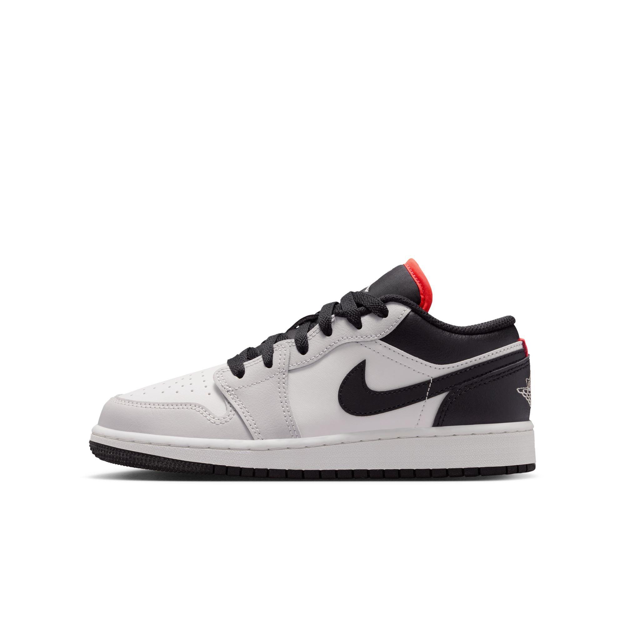 Jordan 1 Low "Black/Summit White/Infrared 23" Grade School Boys' Shoe - WHITE/BLACK/RED Thumbnail View 3