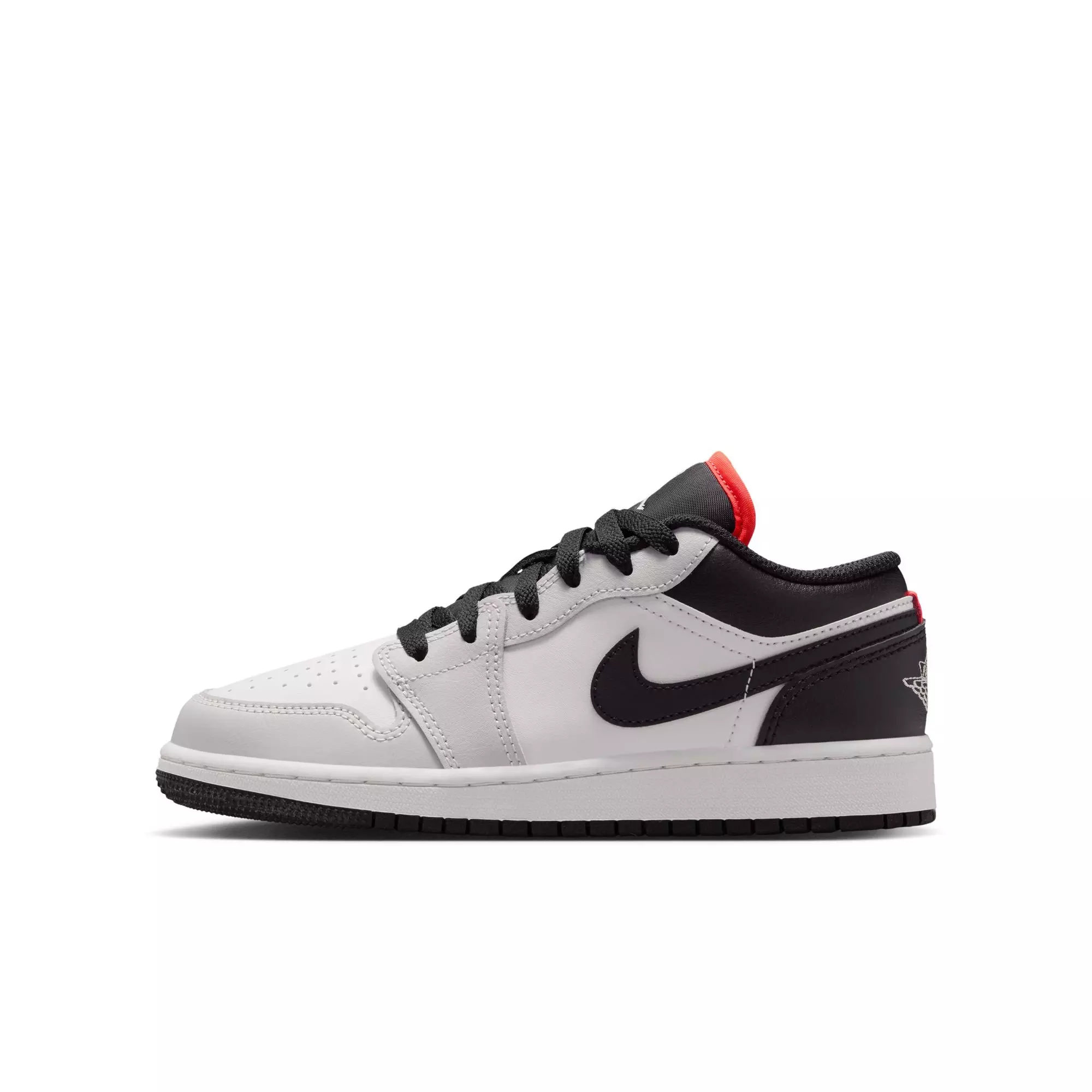 Jordan 1 Low "Black/Summit White/Infrared 23" Grade School Boys' Shoe - WHITE/BLACK/RED