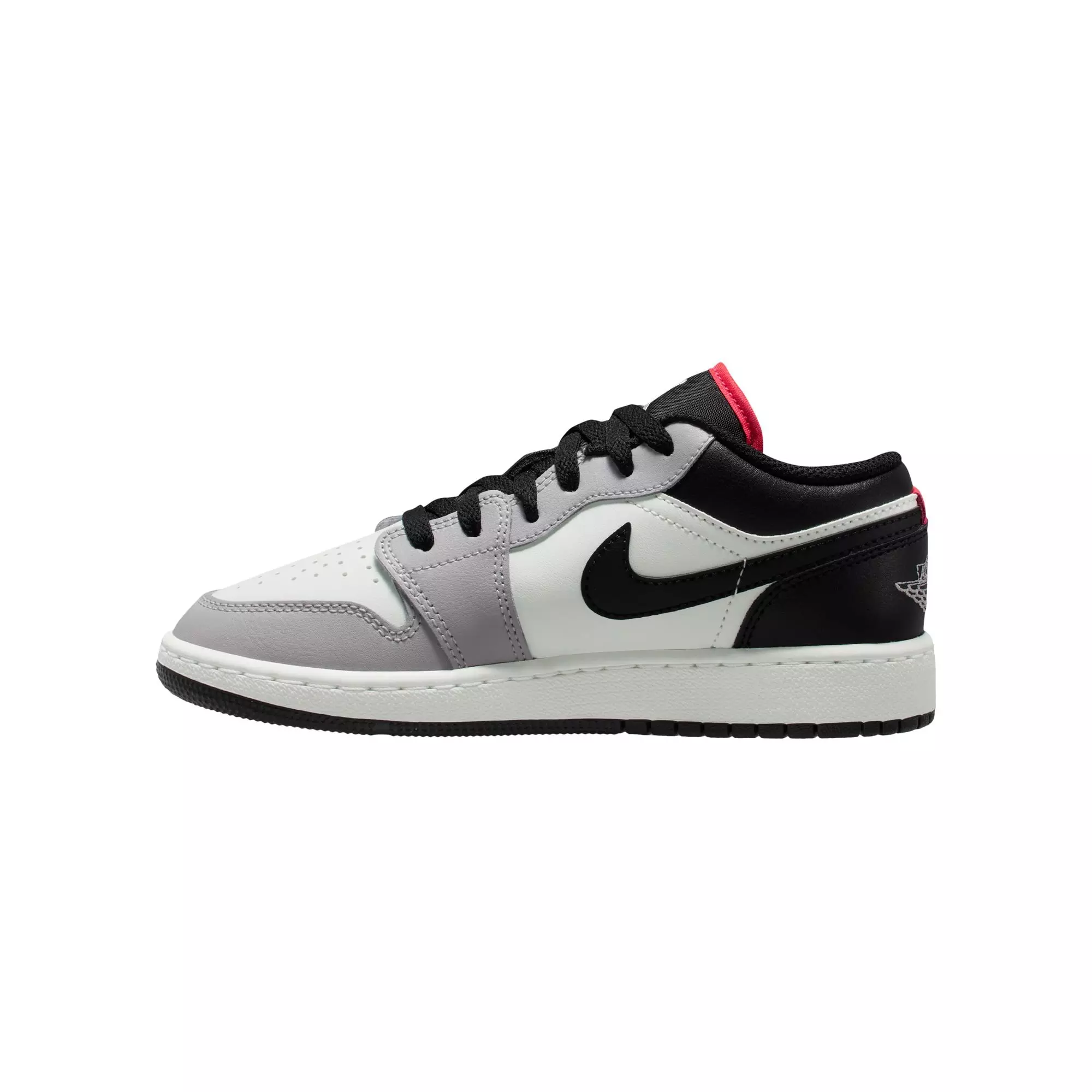 Jordan 1 Low "Black/Summit White/Infrared 23" Grade School Boys' Shoe - WHITE/BLACK/RED