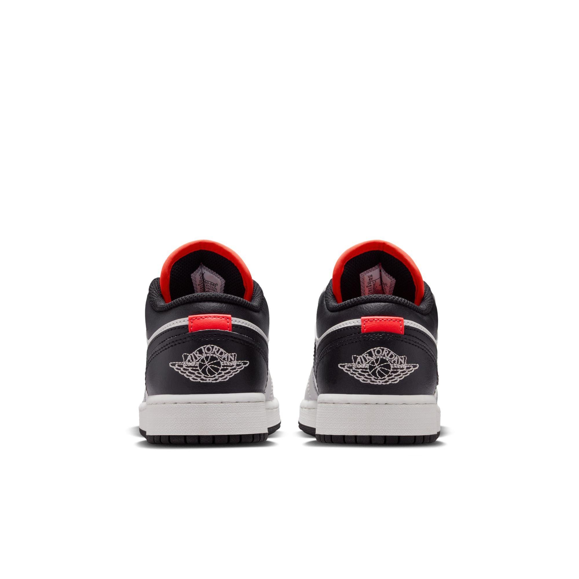 Jordan 1 Low "Black/Summit White/Infrared 23" Grade School Boys' Shoe - WHITE/BLACK/RED Thumbnail View 7