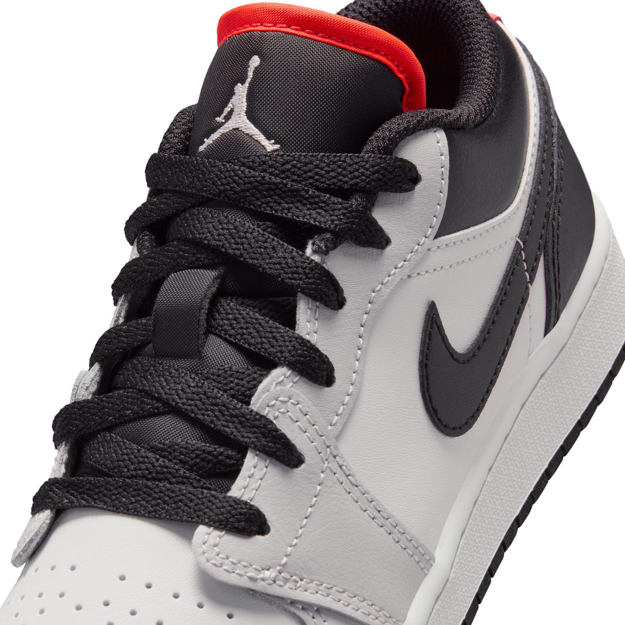Jordan 1 Low "Black/Summit White/Infrared 23" Grade School Boys' Shoe - WHITE/BLACK/RED Thumbnail View 10