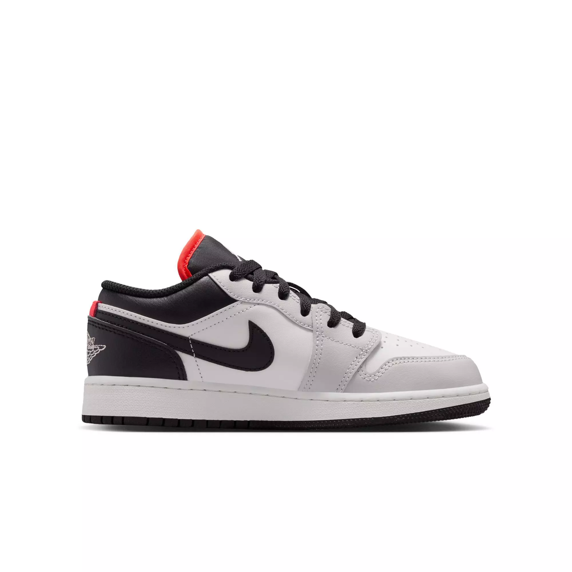 Jordan 1 Low "Black/Summit White/Infrared 23" Grade School Boys' Shoe - WHITE/BLACK/RED