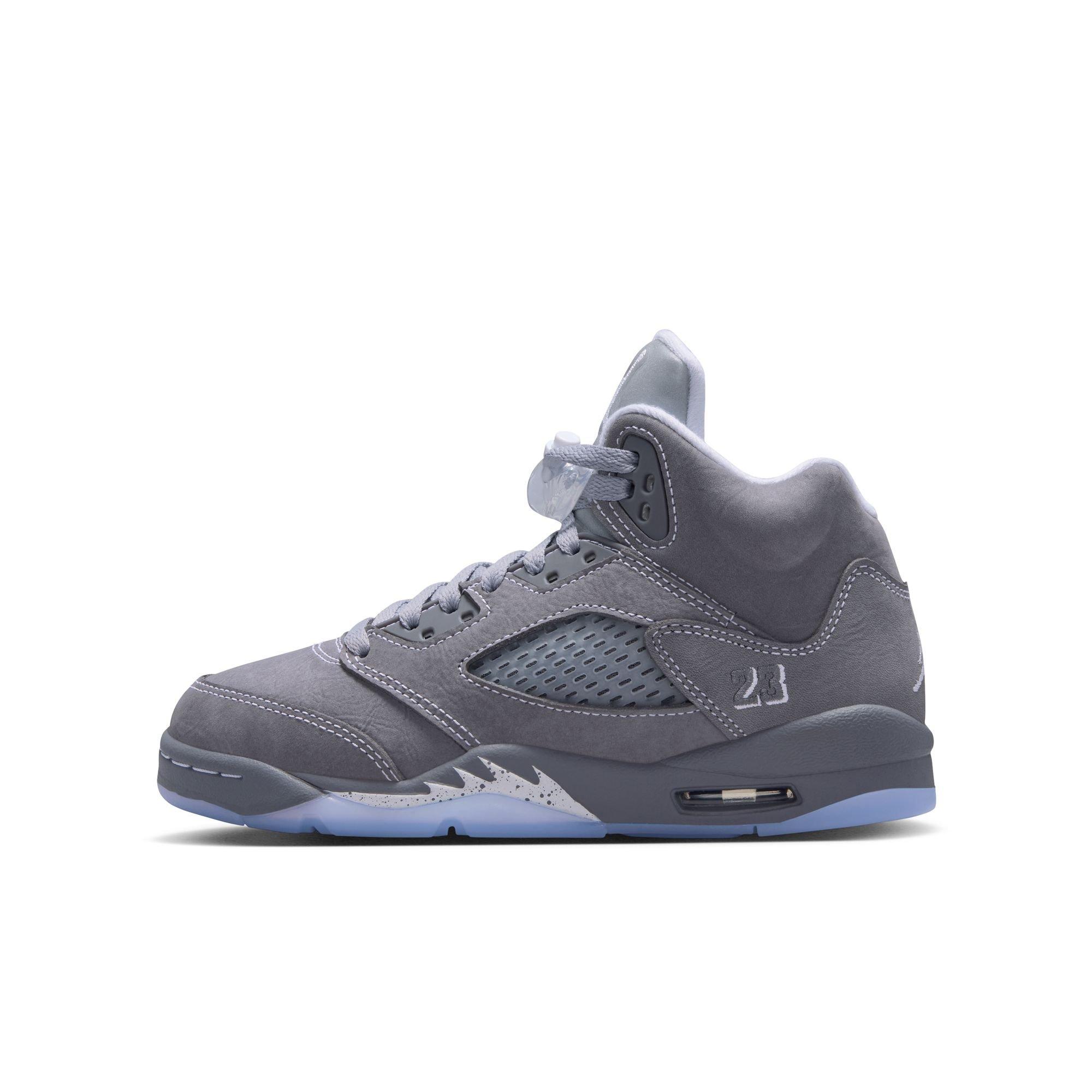 Jordan 5 Retro "Wolf Grey" Grade School Kids' Shoe - GRAPHITE/WHITE/WOLF GREY Thumbnail View 8