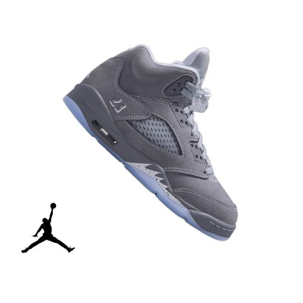 Jordan 5 Retro "Wolf Grey" Grade School Kids' Shoe