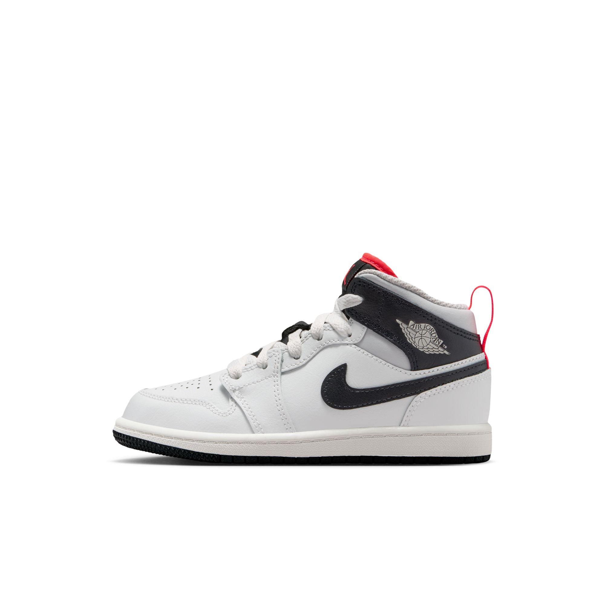 Jordan 1 Mid "Summit White/Black/Infrared 23" Preschool Boys' Shoe - WHITE/BLACK/RED Thumbnail View 3