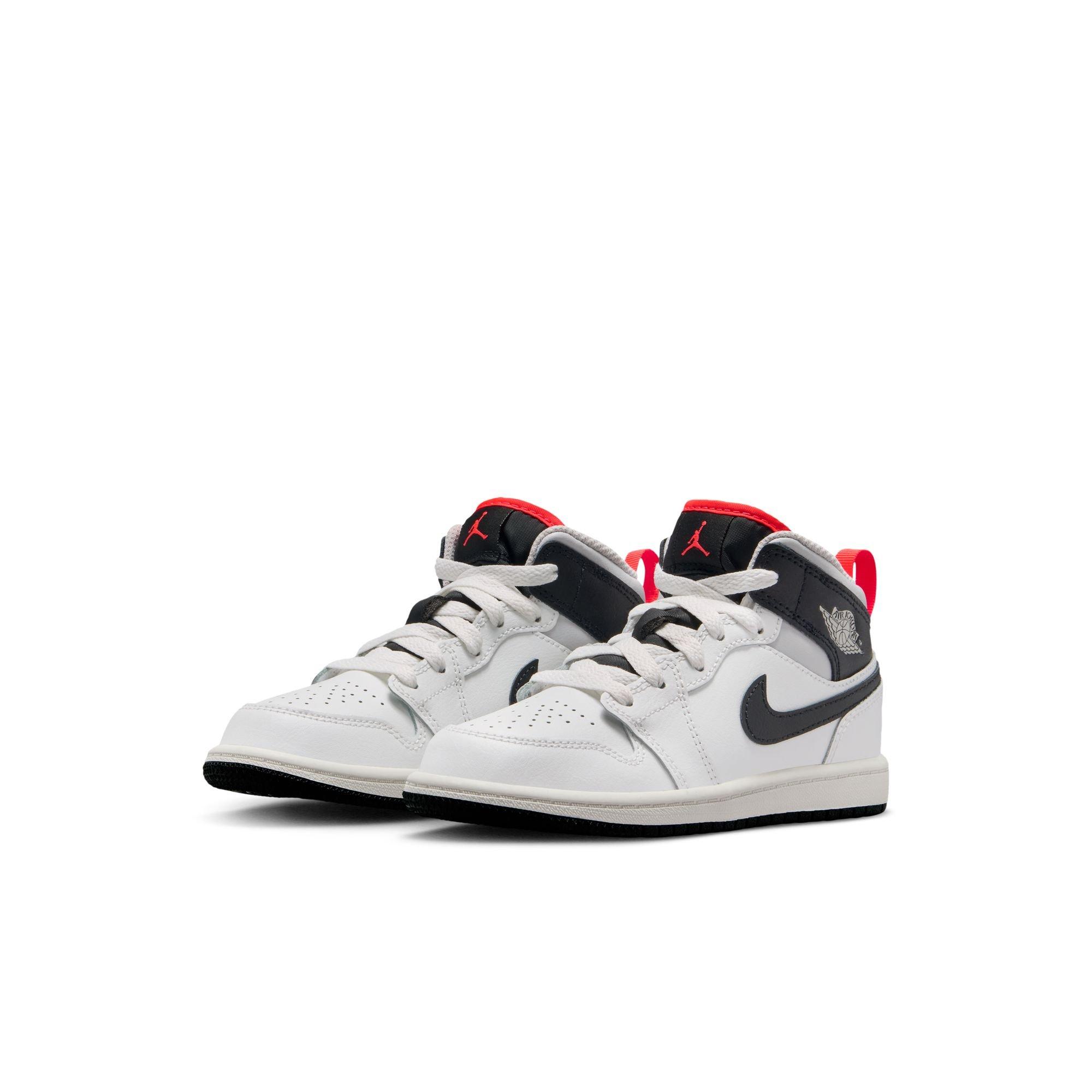 Jordan 1 Mid "Summit White/Black/Infrared 23" Preschool Boys' Shoe - WHITE/BLACK/RED Thumbnail View 5