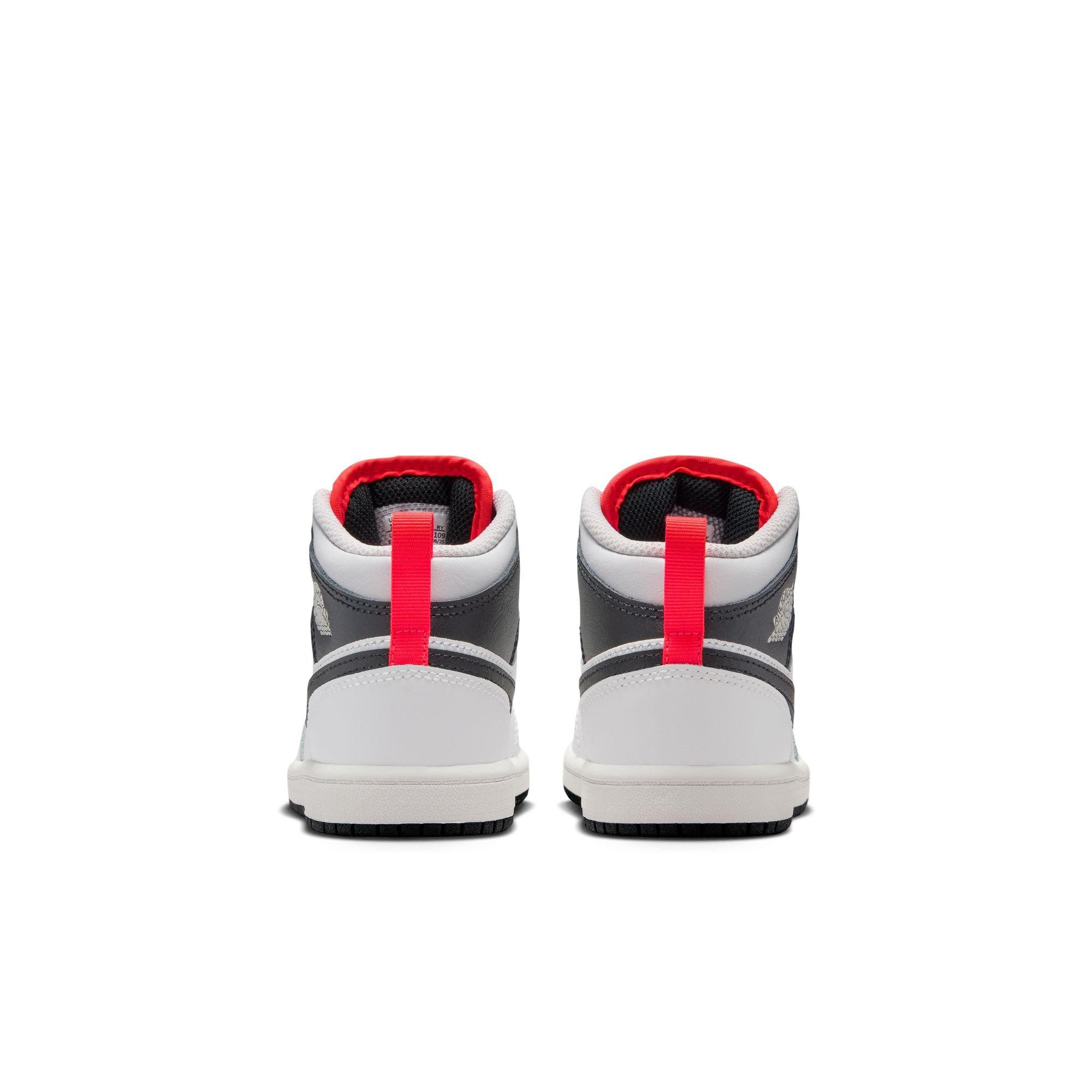 Jordan 1 Mid "Summit White/Black/Infrared 23" Preschool Boys' Shoe - WHITE/BLACK/RED Thumbnail View 7