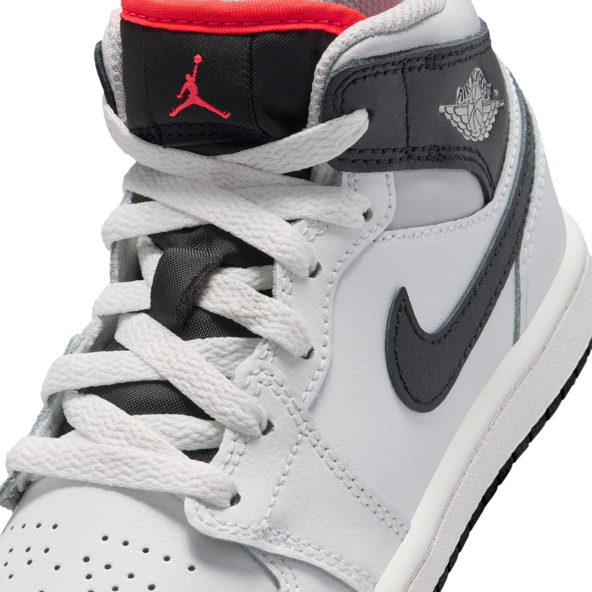 Jordan 1 Mid "Summit White/Black/Infrared 23" Preschool Boys' Shoe - WHITE/BLACK/RED Thumbnail View 10