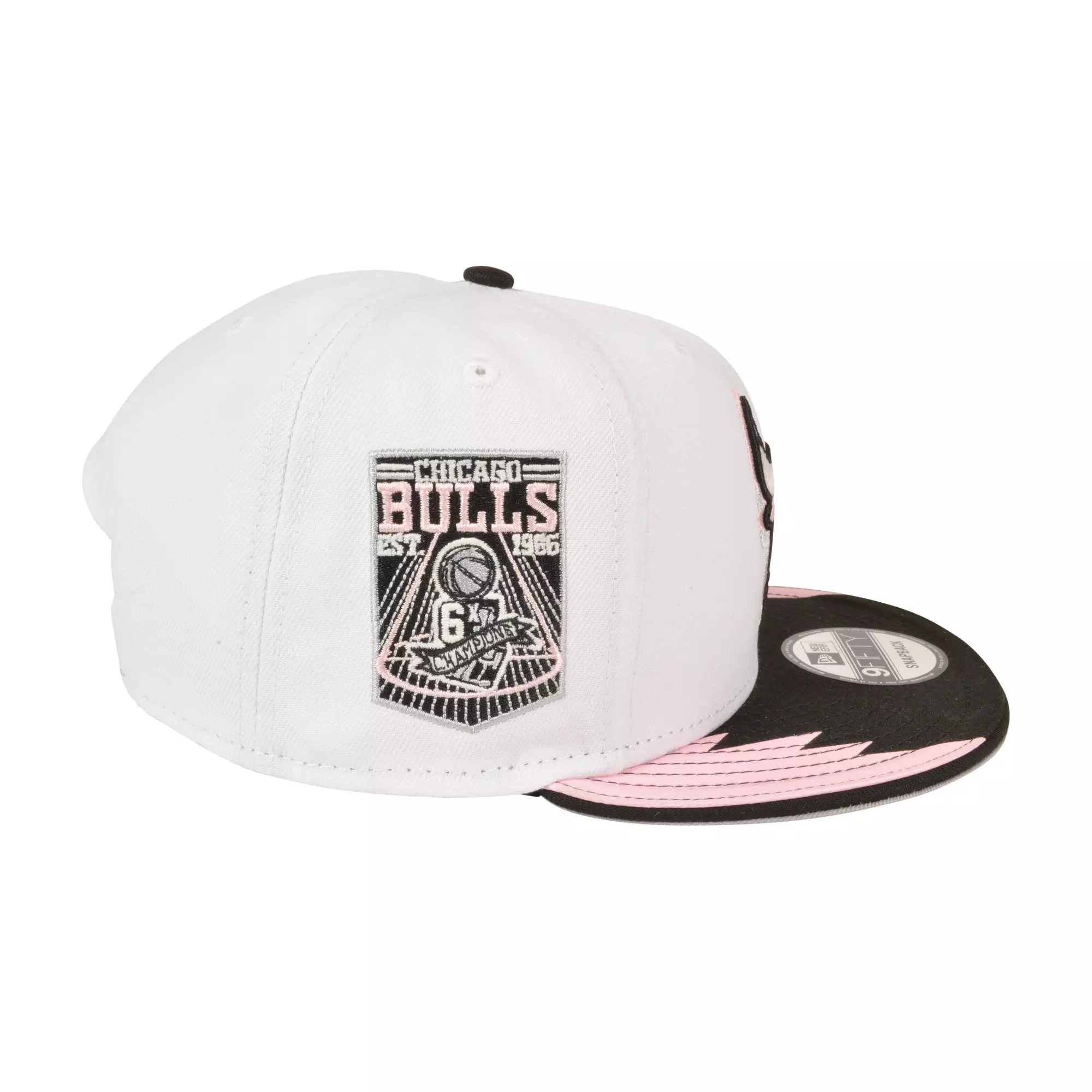 New Era Chicago Bulls 9FIFTY 6X Champs Snapback Hat-White/Pink - WHITE/PINK