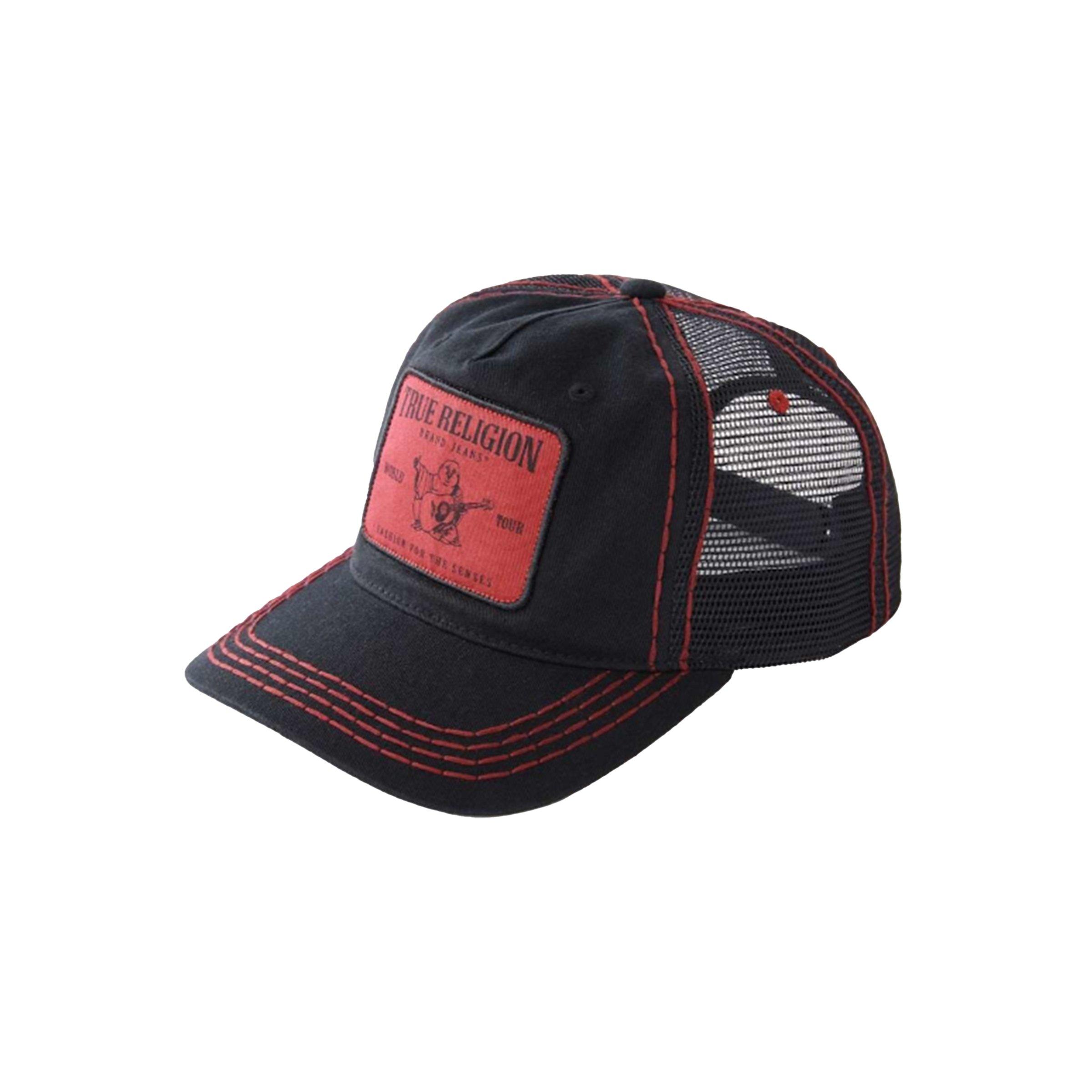 True Religion Big T Patch Trucker Cap-Black/Red - BLACK/RED Thumbnail View 1