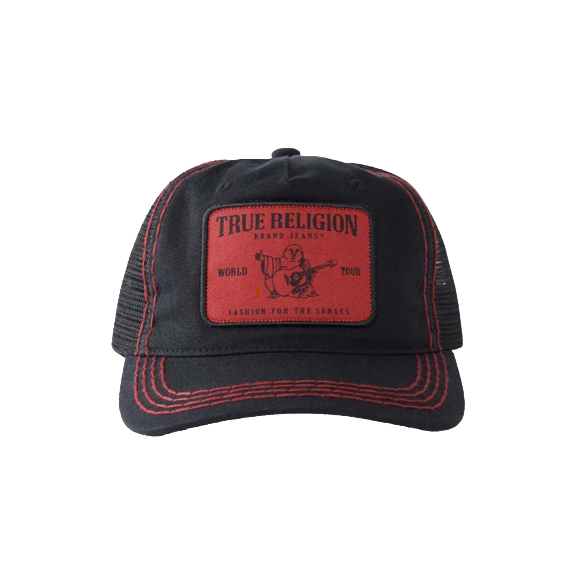 True Religion Big T Patch Trucker Cap-Black/Red
