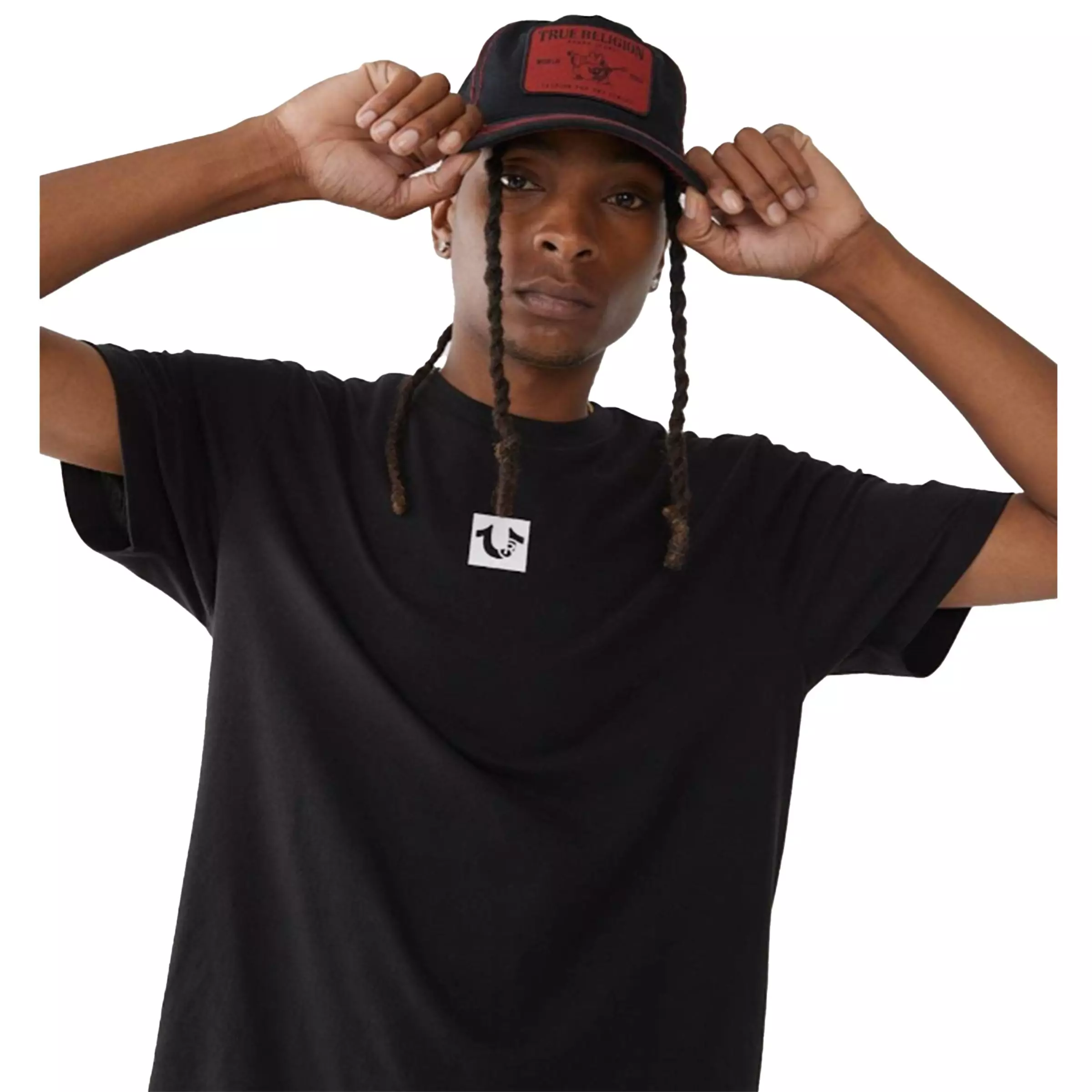 True Religion Big T Patch Trucker Cap-Black/Red - BLACK/RED