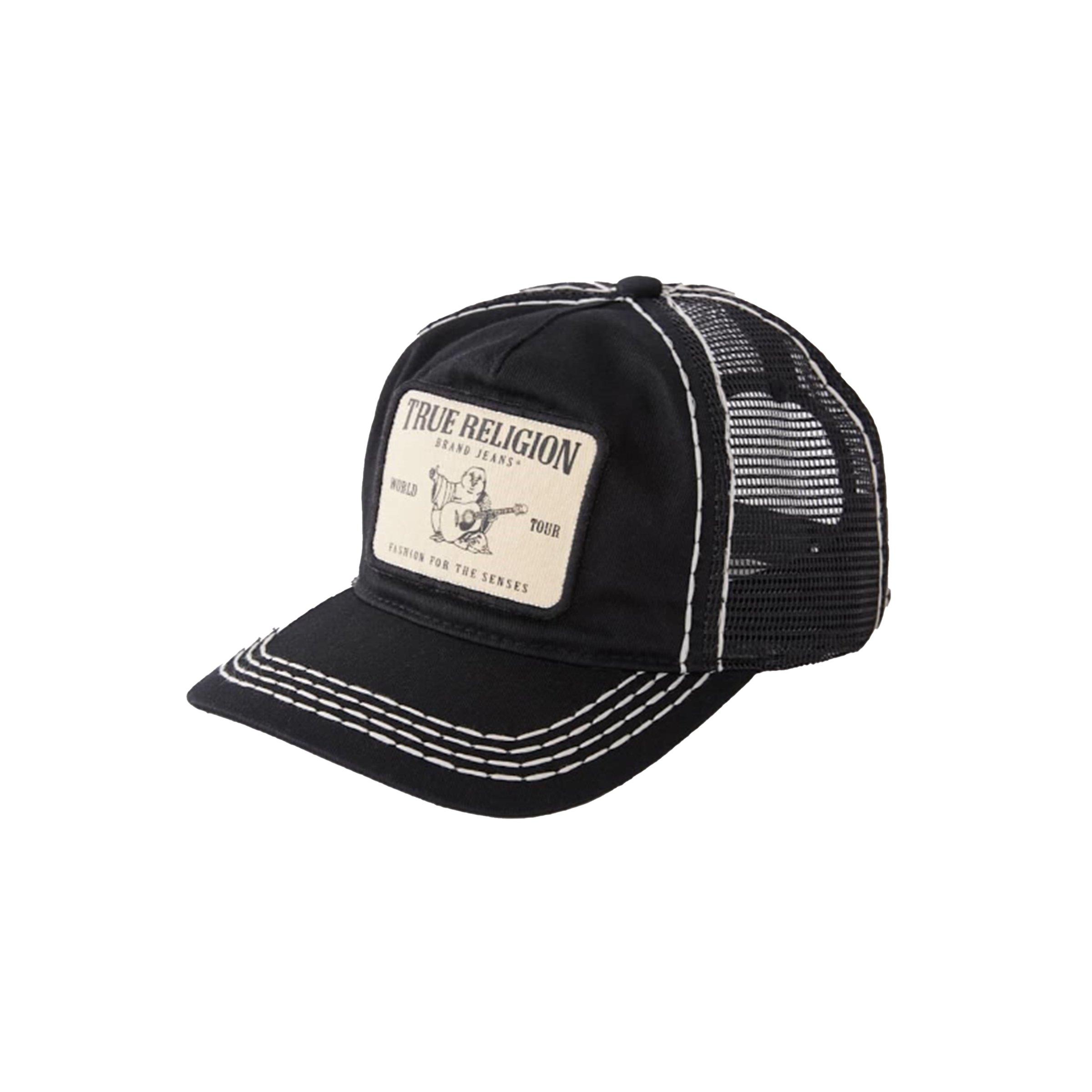 True Religion Big T Patch Trucker Hat-Black/White - BLACK/WHITE Thumbnail View 1