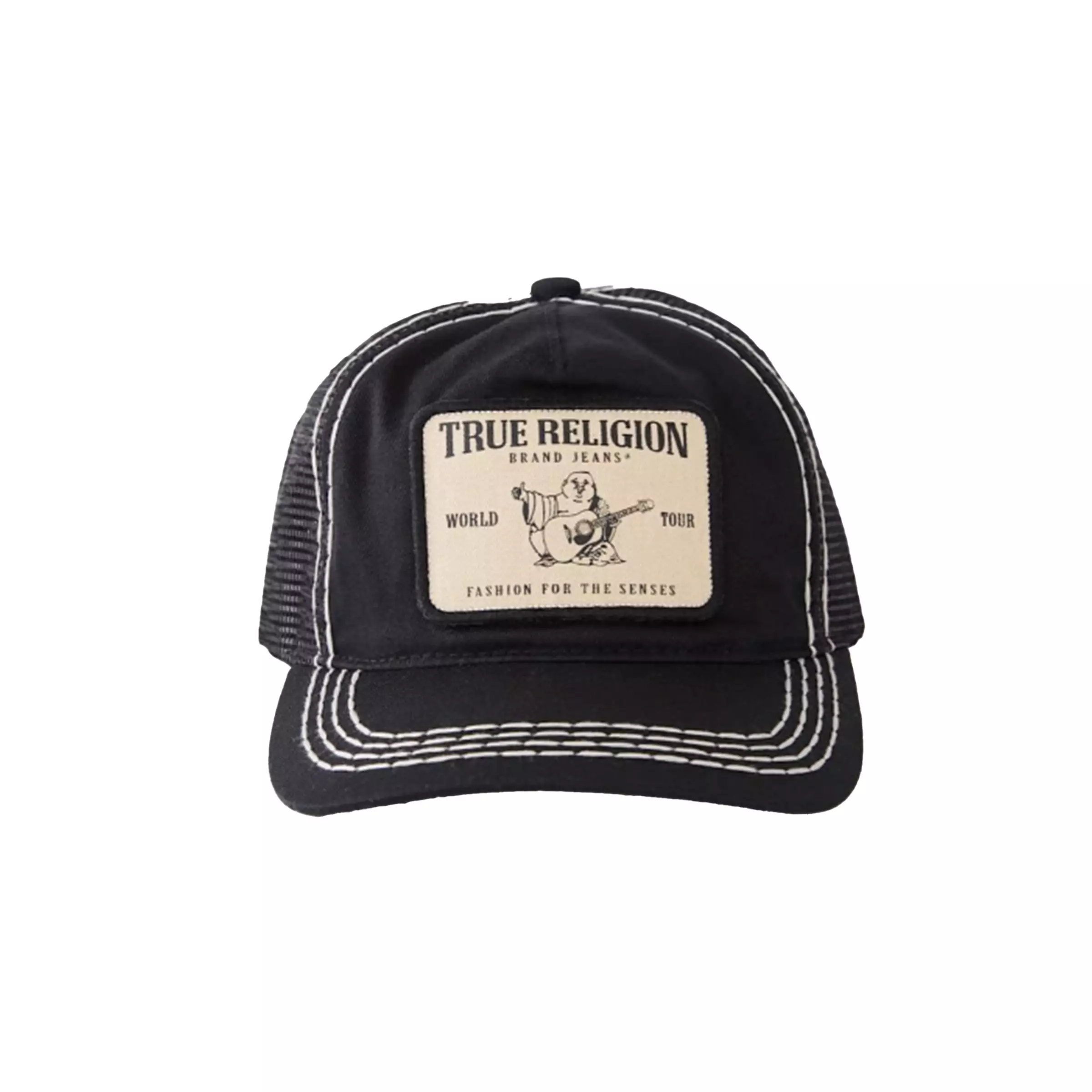 True Religion Big T Patch Trucker Hat-Black/White - BLACK/WHITE