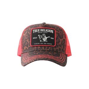 True Religion Concert Cheetah Patch Trucker Hat-Black/Orange