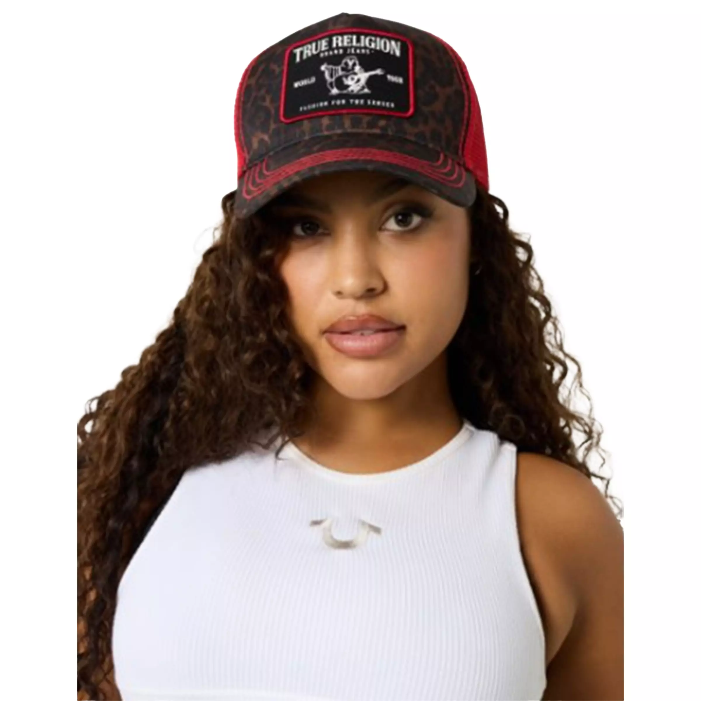 True Religion Concert Cheetah Patch Trucker Hat-Black/Orange - BLACK
