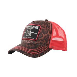 True Religion Concert Cheetah Patch Trucker Hat-Black/Orange