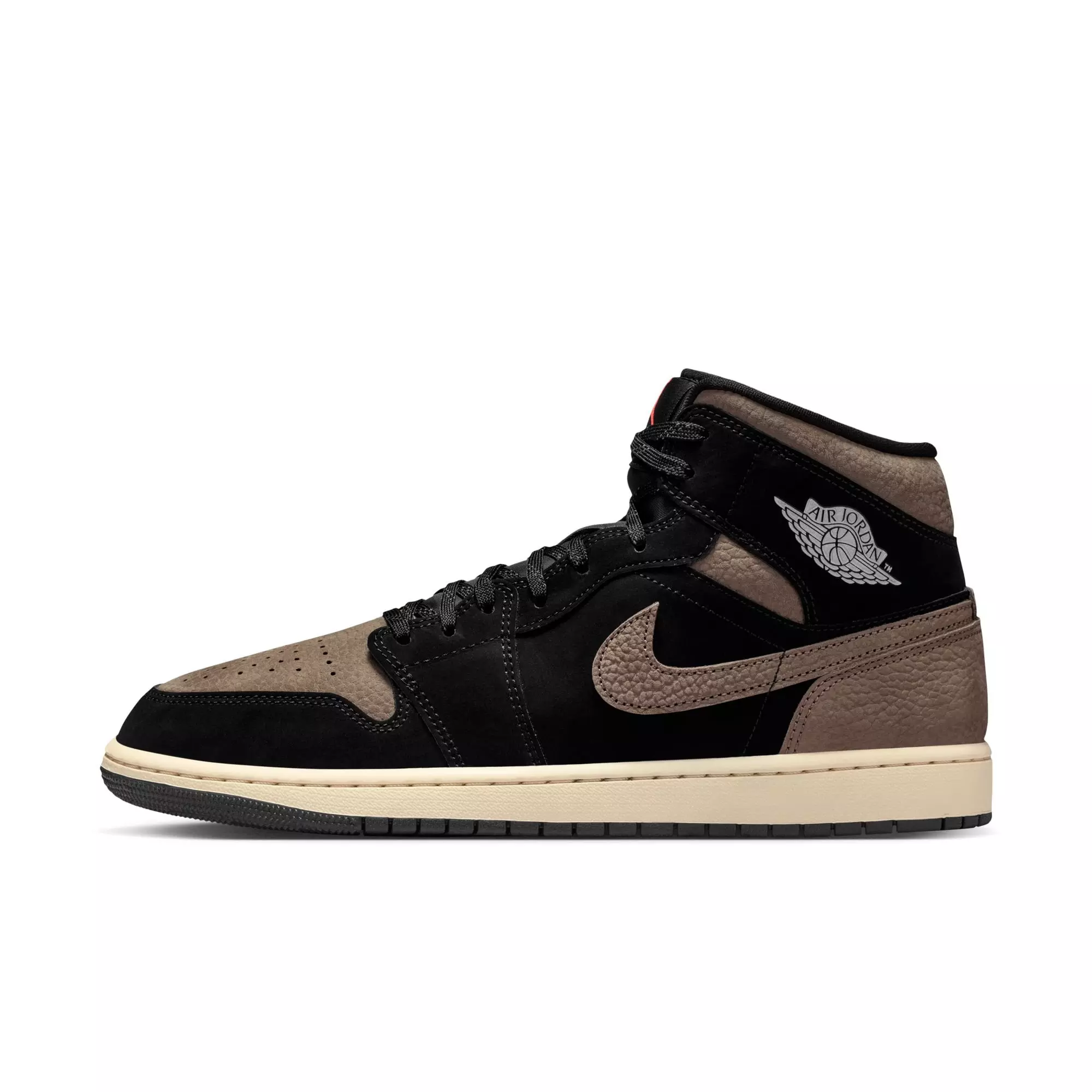 Jordan 1 Mid SE "Black/Olive Grey/Lt Wild Mango" Men's Shoe - BLACK/GREY