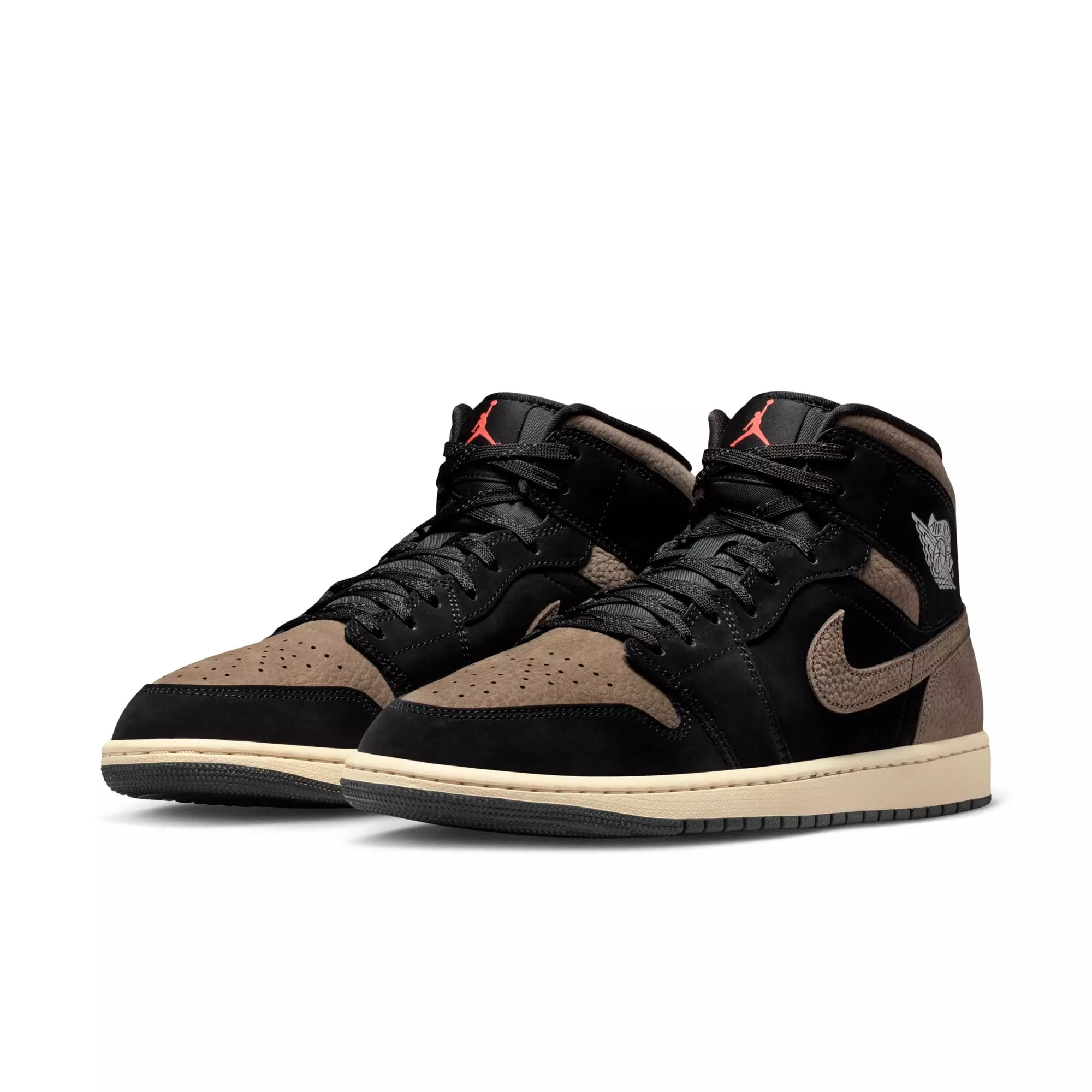 Jordan 1 Mid SE "Black/Olive Grey/Lt Wild Mango" Men's Shoe - BLACK/GREY