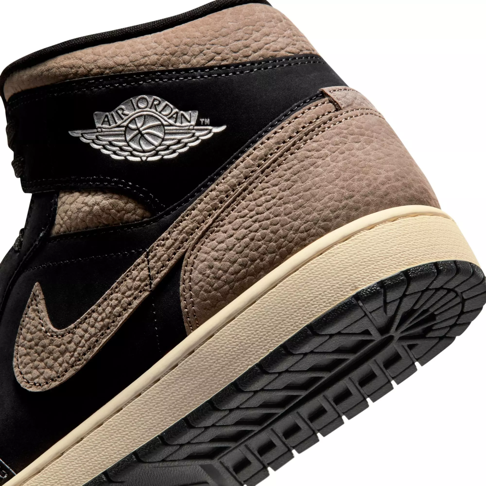Jordan 1 Mid SE "Black/Olive Grey/Lt Wild Mango" Men's Shoe - BLACK/GREY
