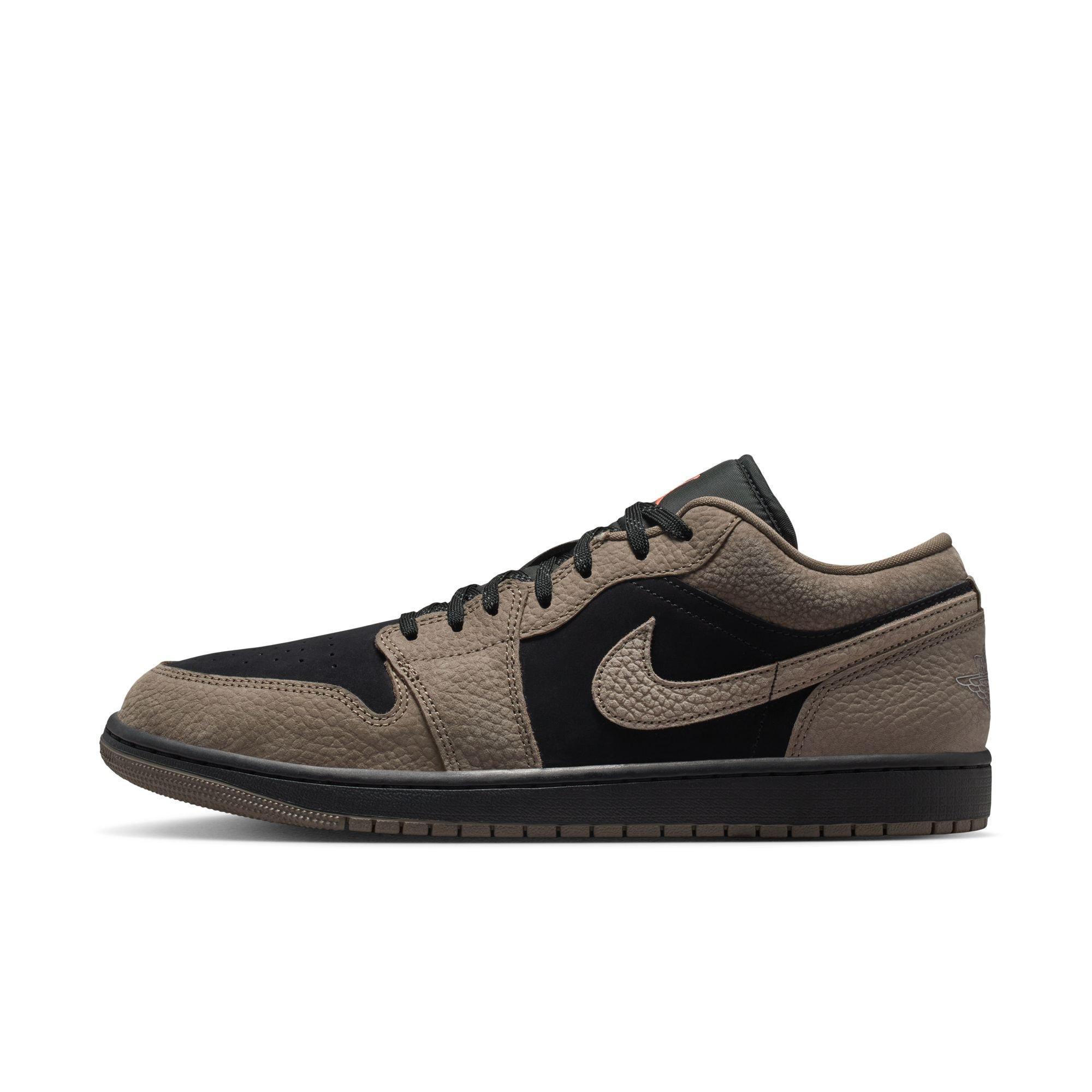 Jordan 1 Low SE "Black/Olive Grey/Lt Wild Mango" Men's Shoe - BLACK/GREY Thumbnail View 3