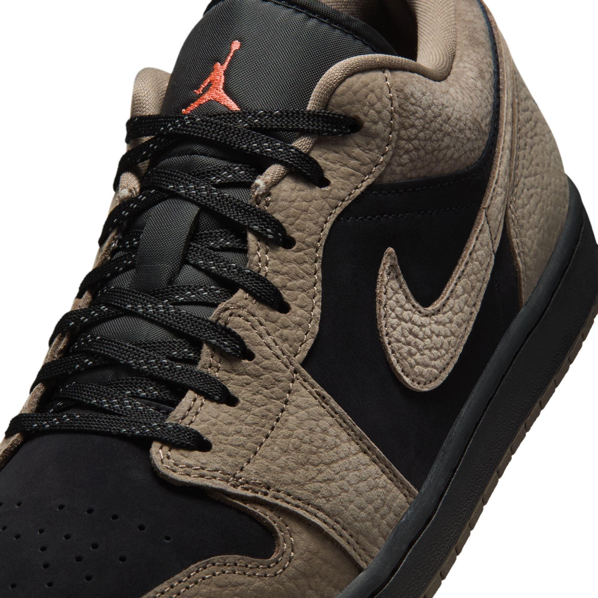 Jordan 1 Low SE "Black/Olive Grey/Lt Wild Mango" Men's Shoe - BLACK/GREY Thumbnail View 8