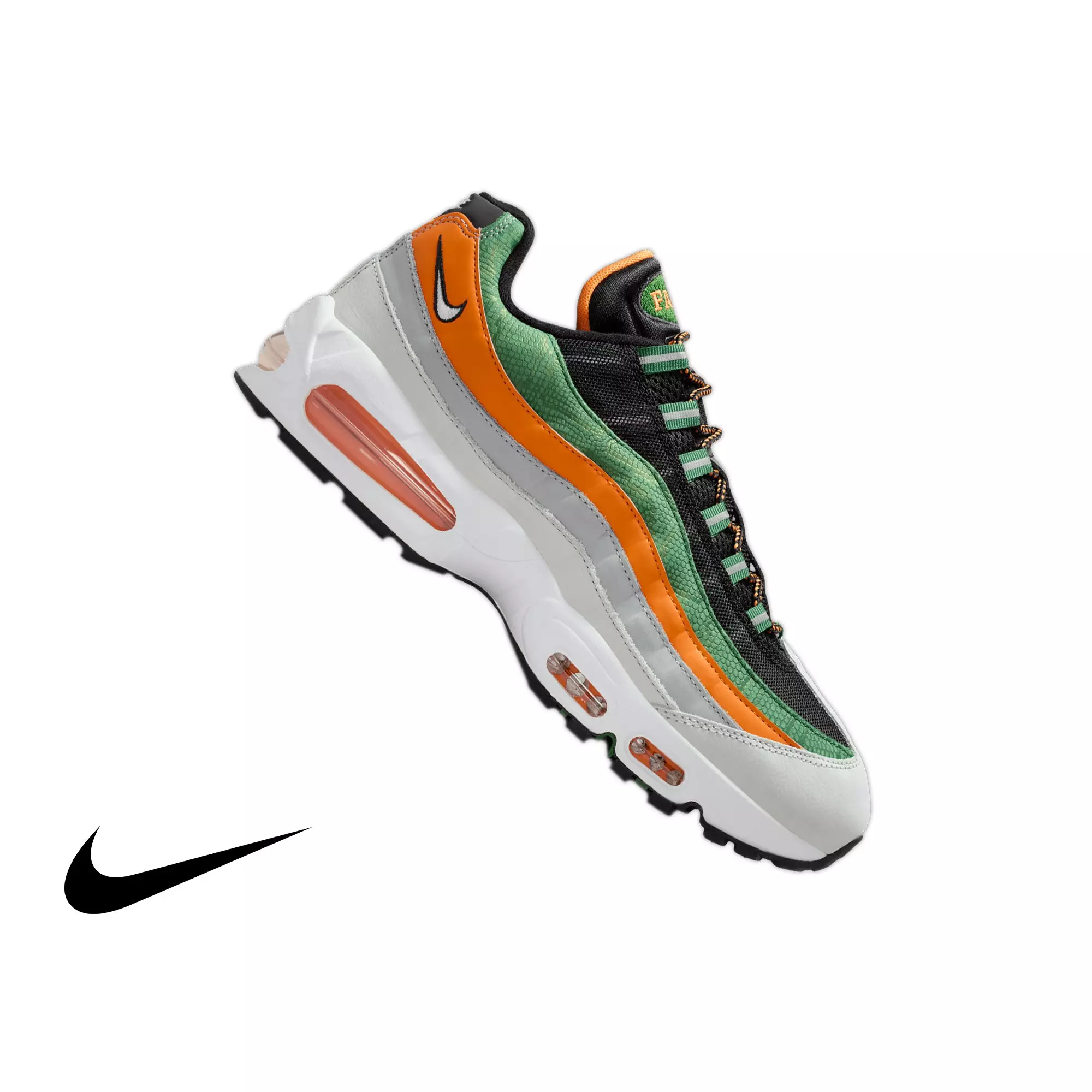 Nike FAMU Air Max 95 "Big Bubble" Grade School Kids' Shoe - BLACK/WHITE/ORANGE HORIZON